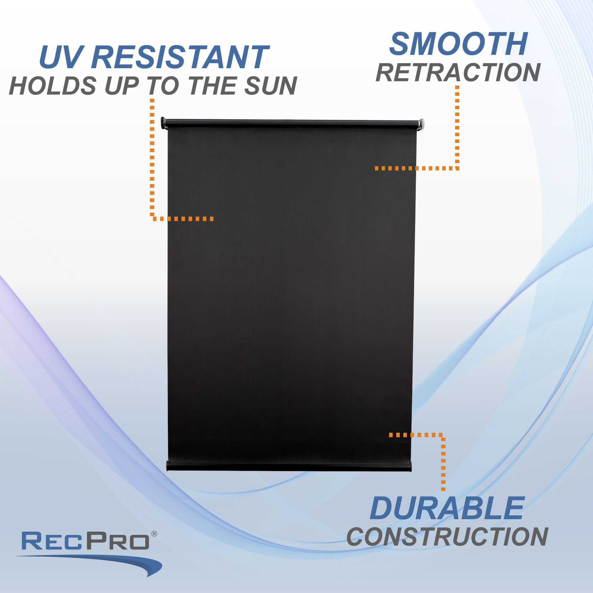 Rec Pro Rv Window RecPro Black RV Roller Shades, Slow-Rise Blackout Window Cover, 62inW ...