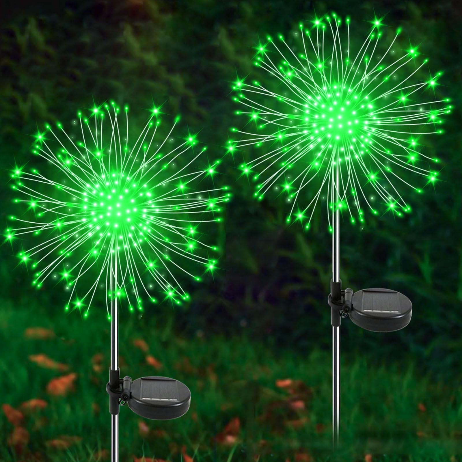 Solar Garden Lights Outdoor, 2 Pack 120 LED Twinkling Solar Firework Lights Decorative with 2 Modes, Outdoor Waterproof Solar St