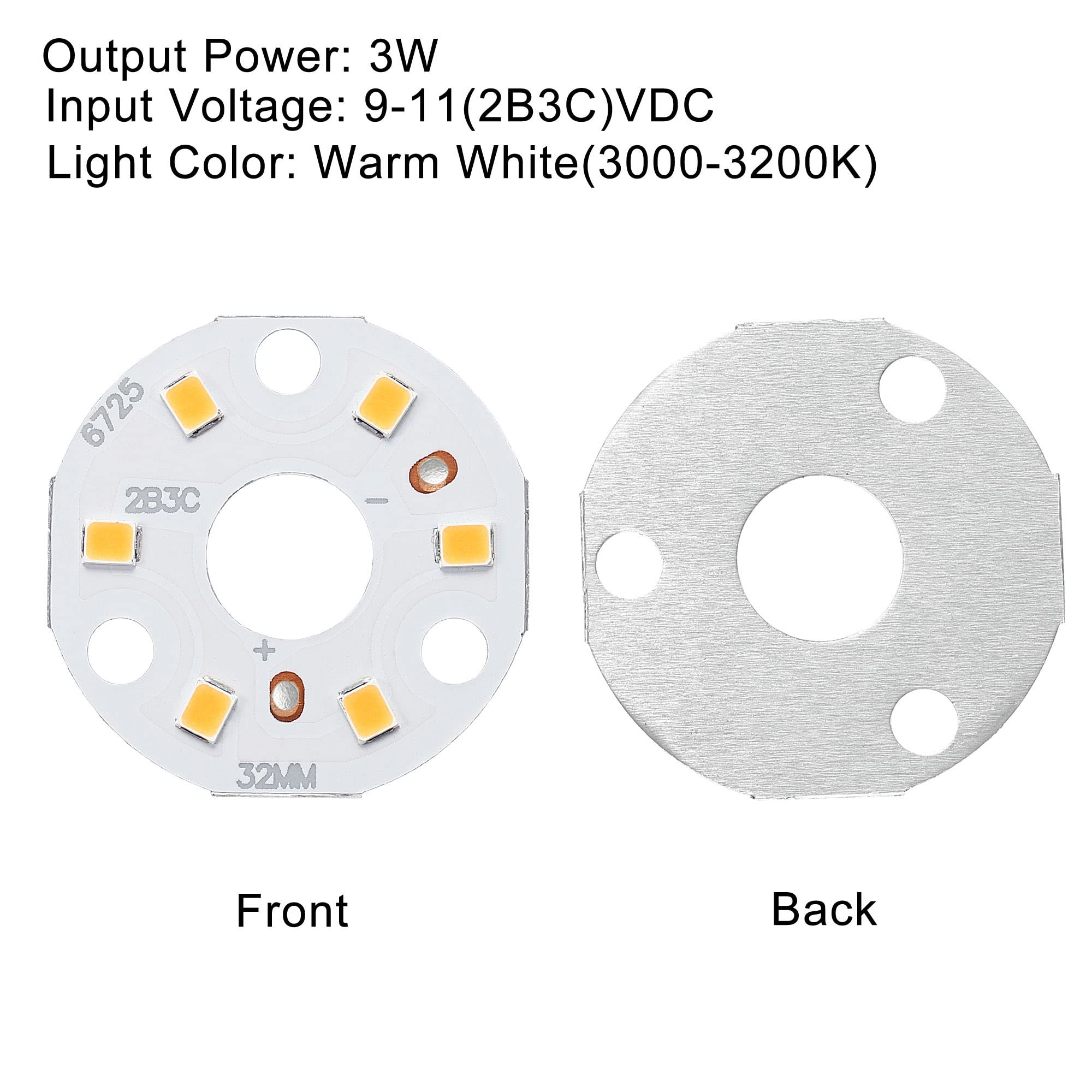 Meccanixity Cob Led Light Chip Bead 3W 120Lm 3000-3200K 32Mm 9-11Vdc Energy Saving Bulb For Spotlight Floodlight Replacement War