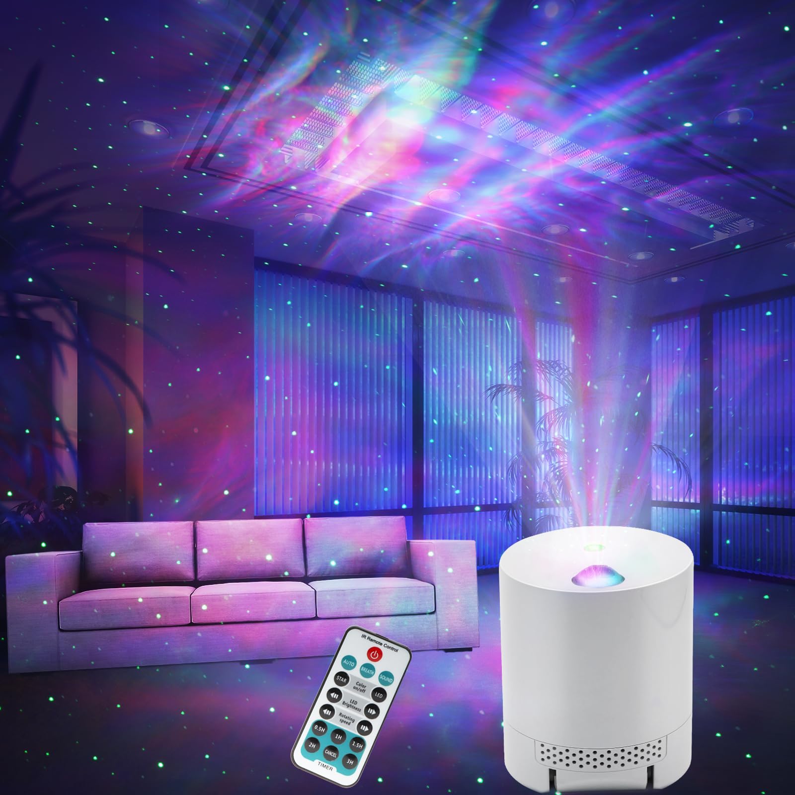Galaxy Projector Star Projector, Northern Lights Projector with Remote Control, Adjustable Color, Brightness and Movement Speed,