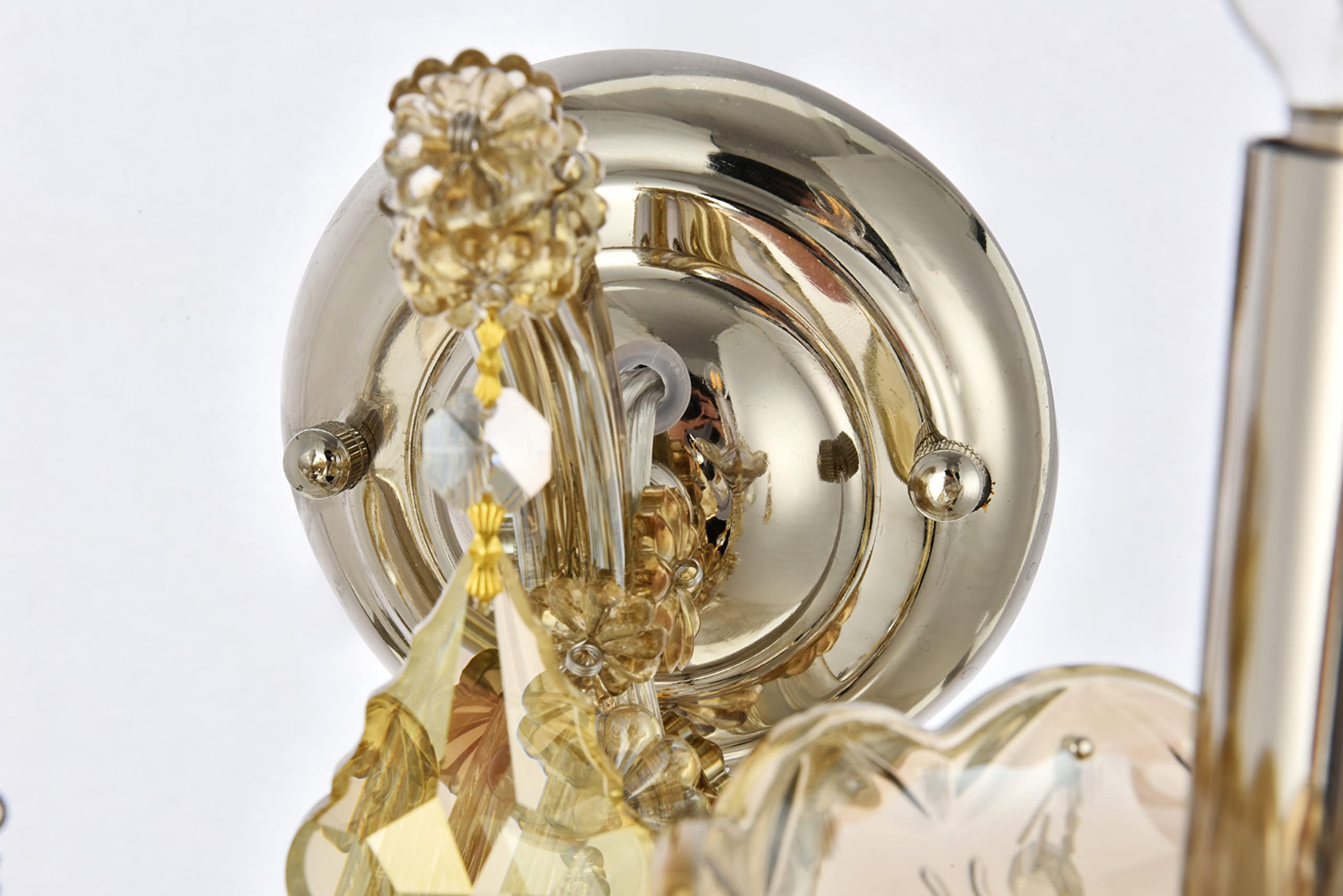Elegant Lighting Maria Theresa 2-Light Wall Sconce, 12in x 16in, Chrome Finish with Golden Teak, Model 2800W2C-GT/RC, Crystal