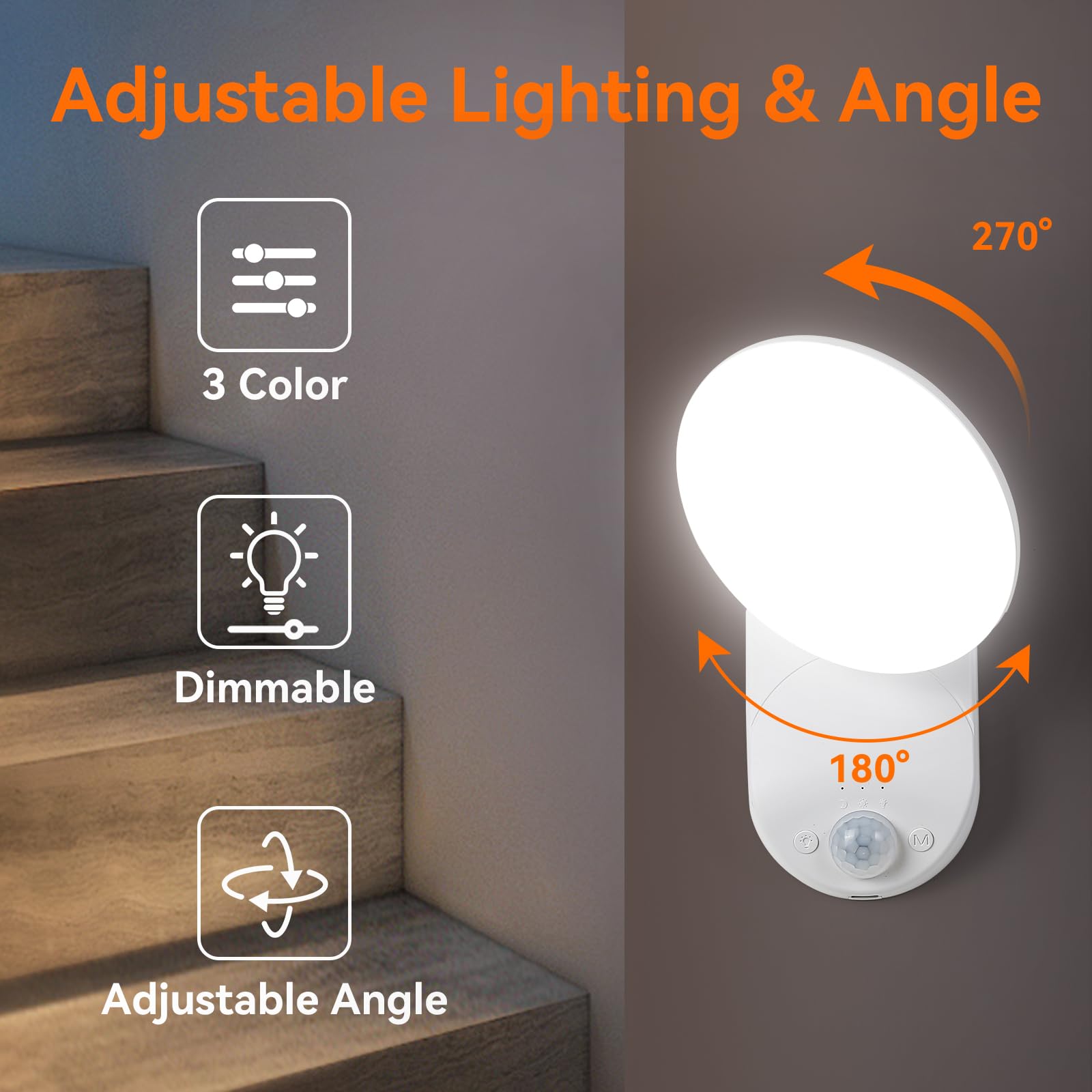 Rechargeable Motion Sensor Wall Light With Remote - Magnetic Wireless Closet Lights With Adjustable Lighting & Angle, Battery Op
