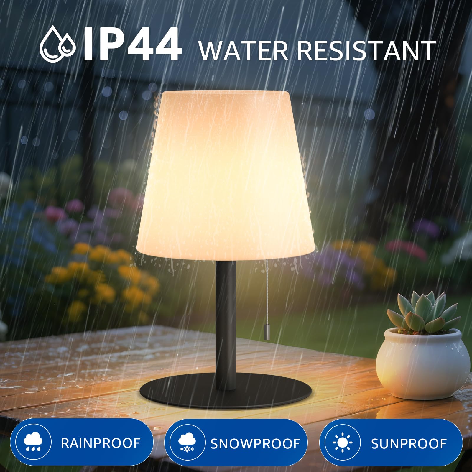 Uuffoo 2 Pack Shower Lamp Rechargeable Outdoor Table Lamp Cordless Warm White & Rgb Night Light For Patio  Restaurant  Camping  Bathroom Gift For Women  Mom  Grandma H9.8In (Black)