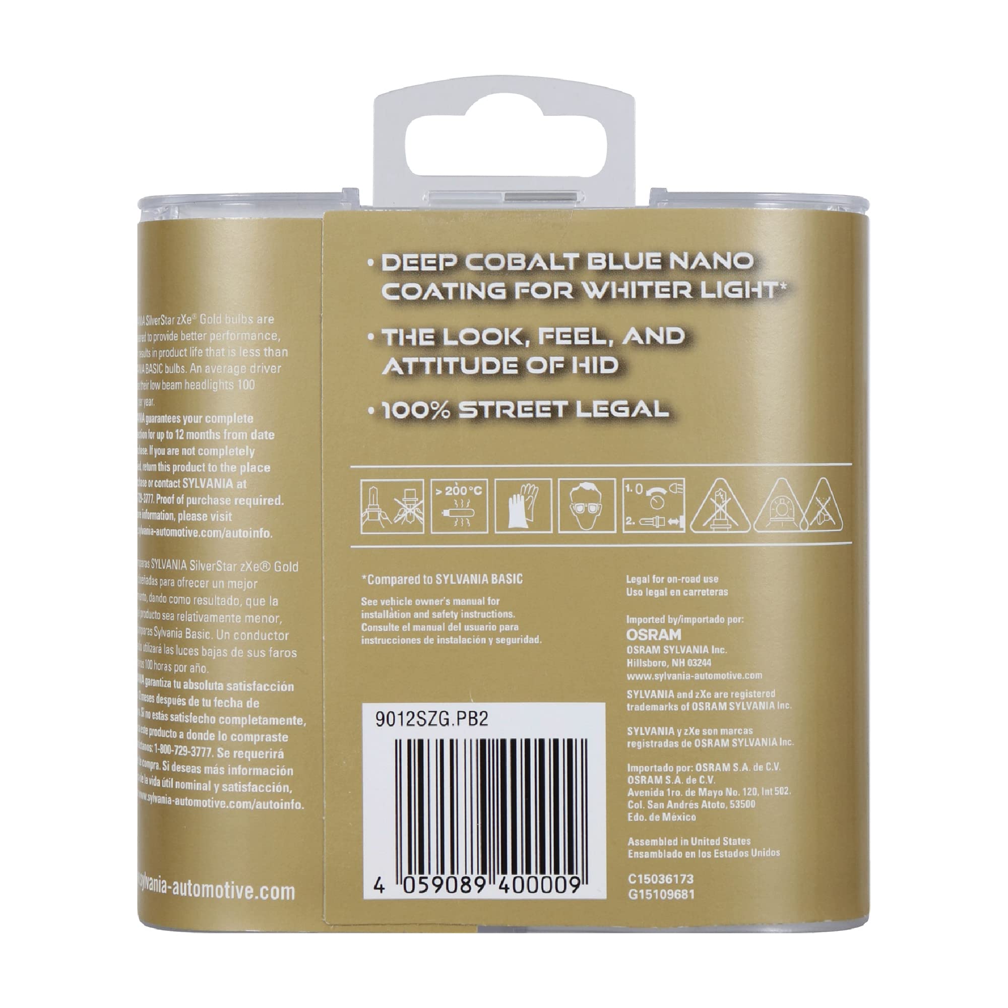 Sylvania - 9012 Silverstar Zxe Gold High Performance Halogen Headlight Bulb - Headlight & Fog Light, Bright White Light Output,