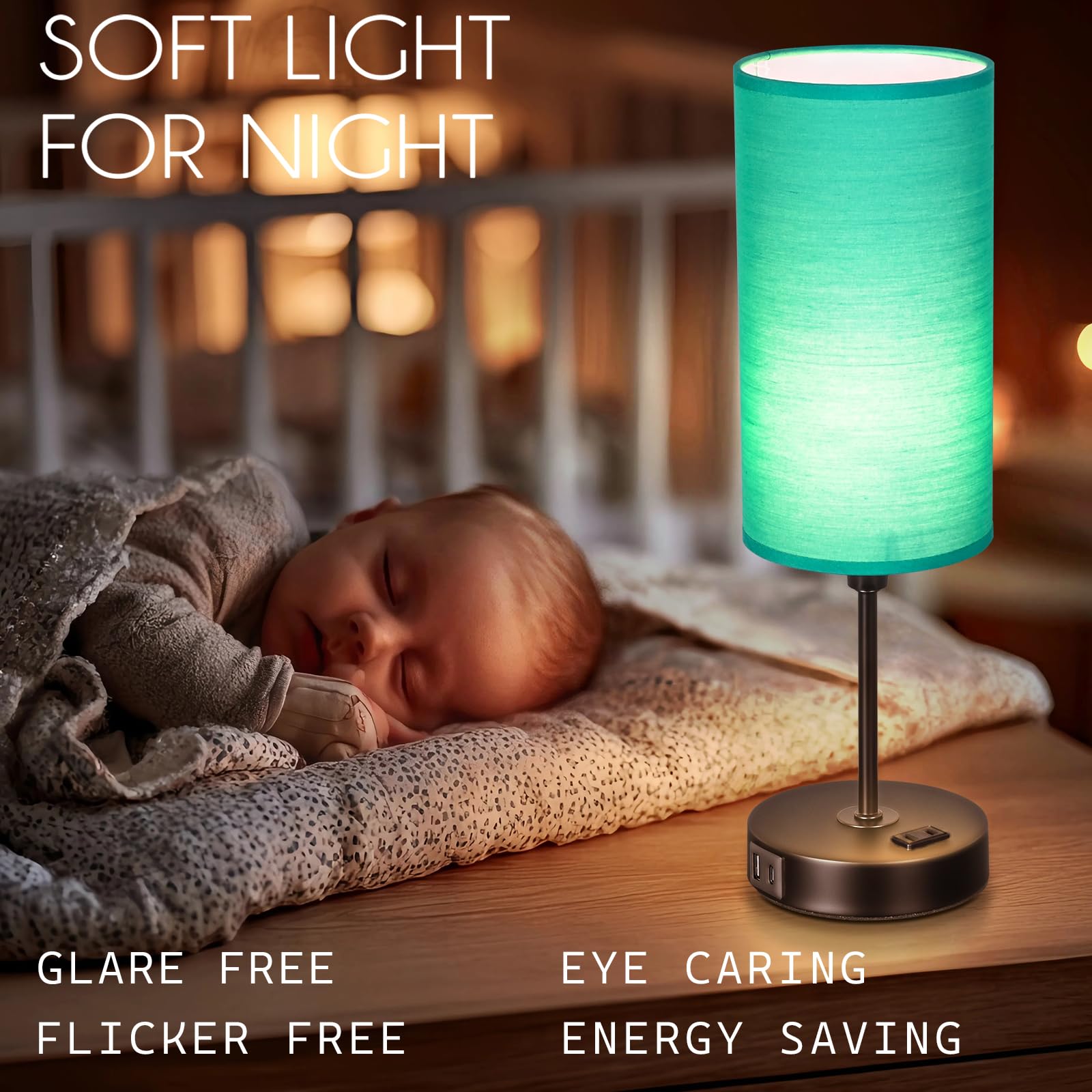 Gugsey Table Lamp With Usb Port - Desk Lamp, Green Touch Lamp, Bedside Lamps, 3 Way Dimmable Small Lamps For Bedroom, Nightstand