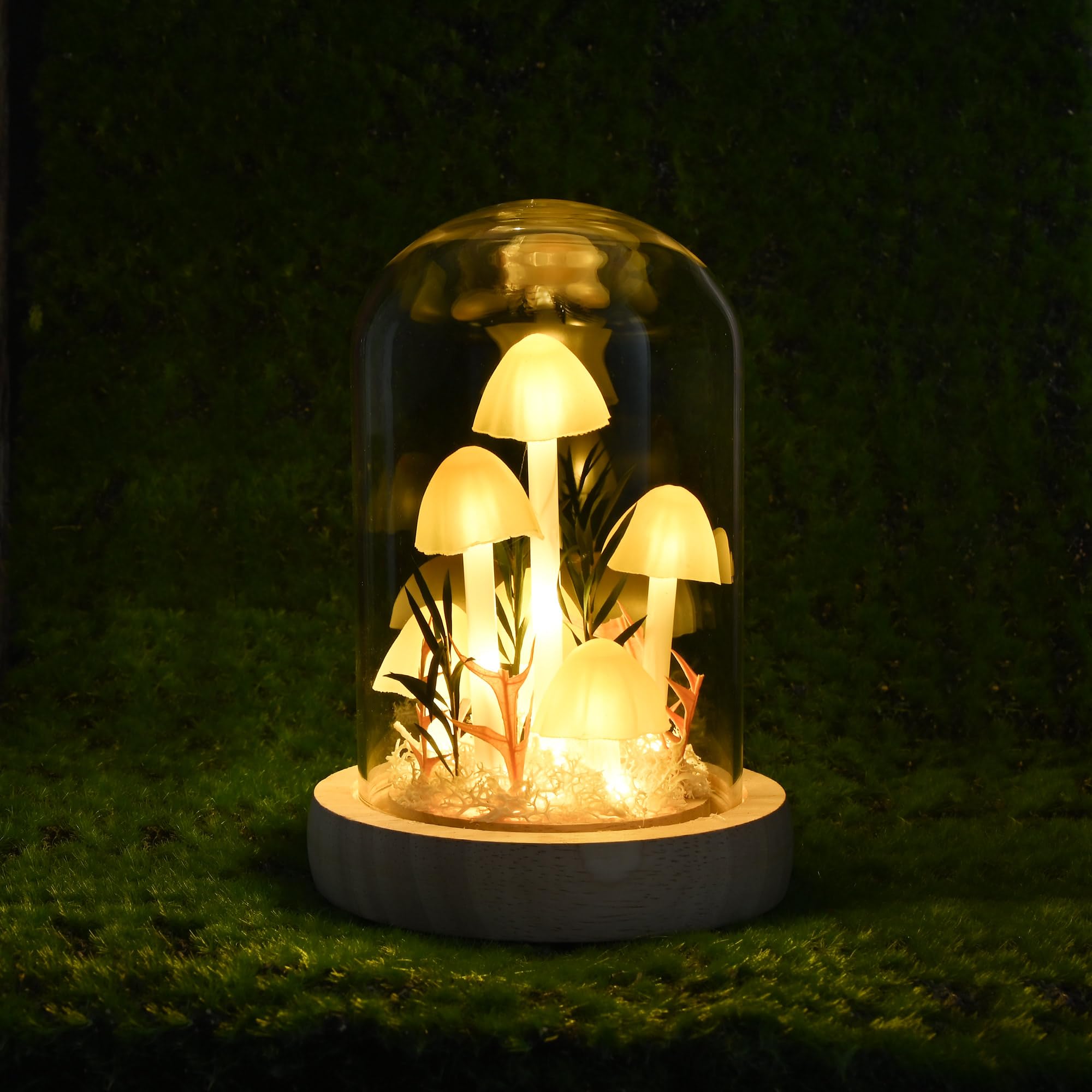 Quelien Christmas Mushroom Lamp In Glass Dome Mushroom Gifts For Women - Warm White Led Night Light For Bedroom Decor Unique Gifts For Women  Housewarming Birthday Decorations