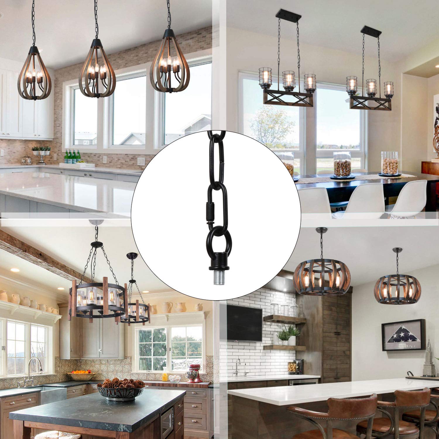 Eumyviv 15ft Heavy Duty Chain for Light Fixture, Metal, Black, Model L0460, Supports Up to 65 Pounds
