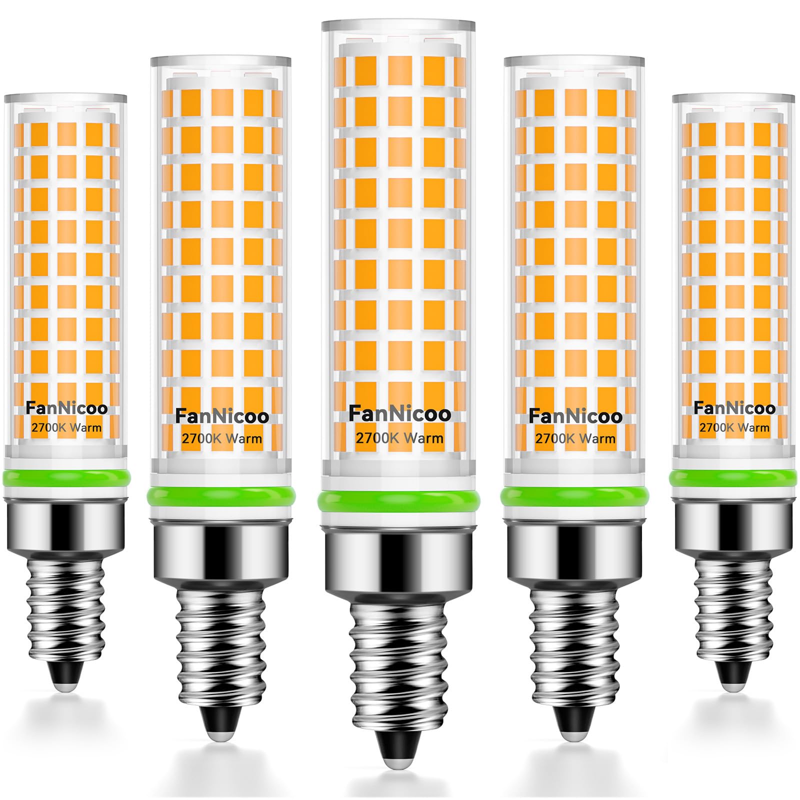 E12 Led Bulb 100W Equivalent 1200Lm 2700K Led Candelabra Bulbs Warm White 10W T6 C7 Candle Light Bulbs For Ceiling Fan Pendant Lighting Salt Lamp Non-Dimmable(5Pack)
