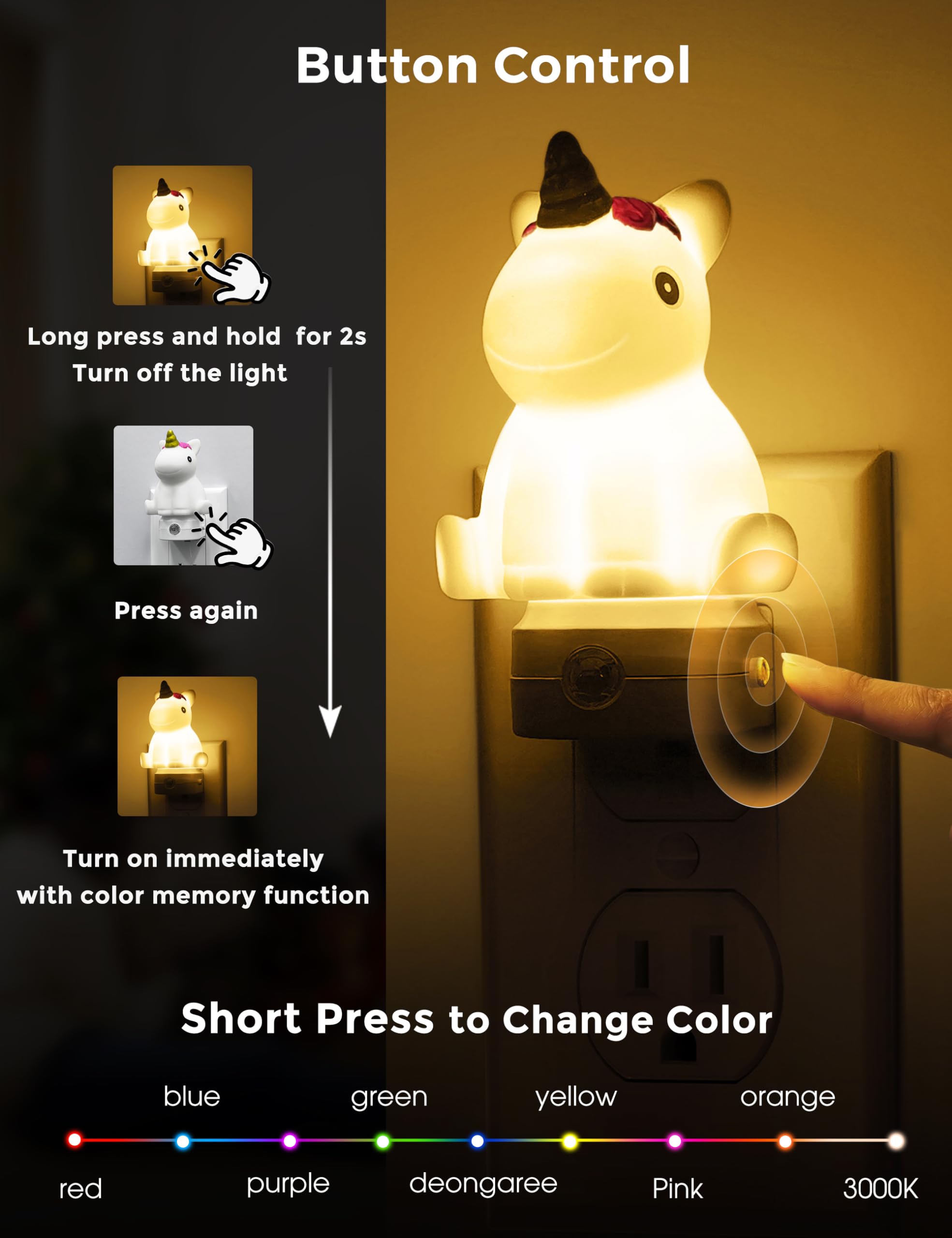 L Lohas Led Plug-In Night Light For Kids  Cute Color Changing Led Night Light With Dusk To Dawn Sensor  Christmas  Birthday Gift Nightlight For Girls & Kids  Room Decor