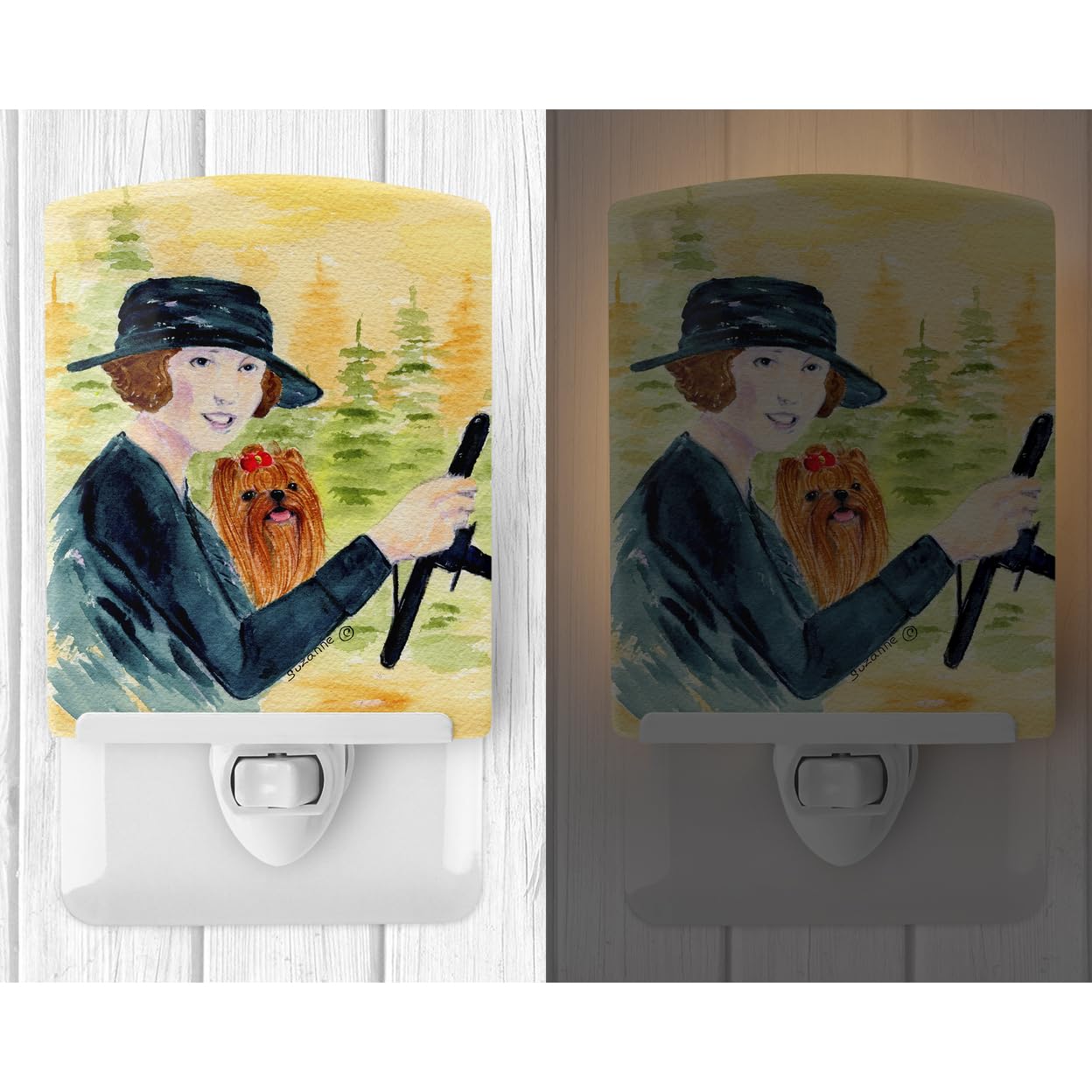 Carolines Treasures Ceramic Night Light, Lady Driving with Yorkie, 6x4x3in, Multicolor, Model SS8550CNL