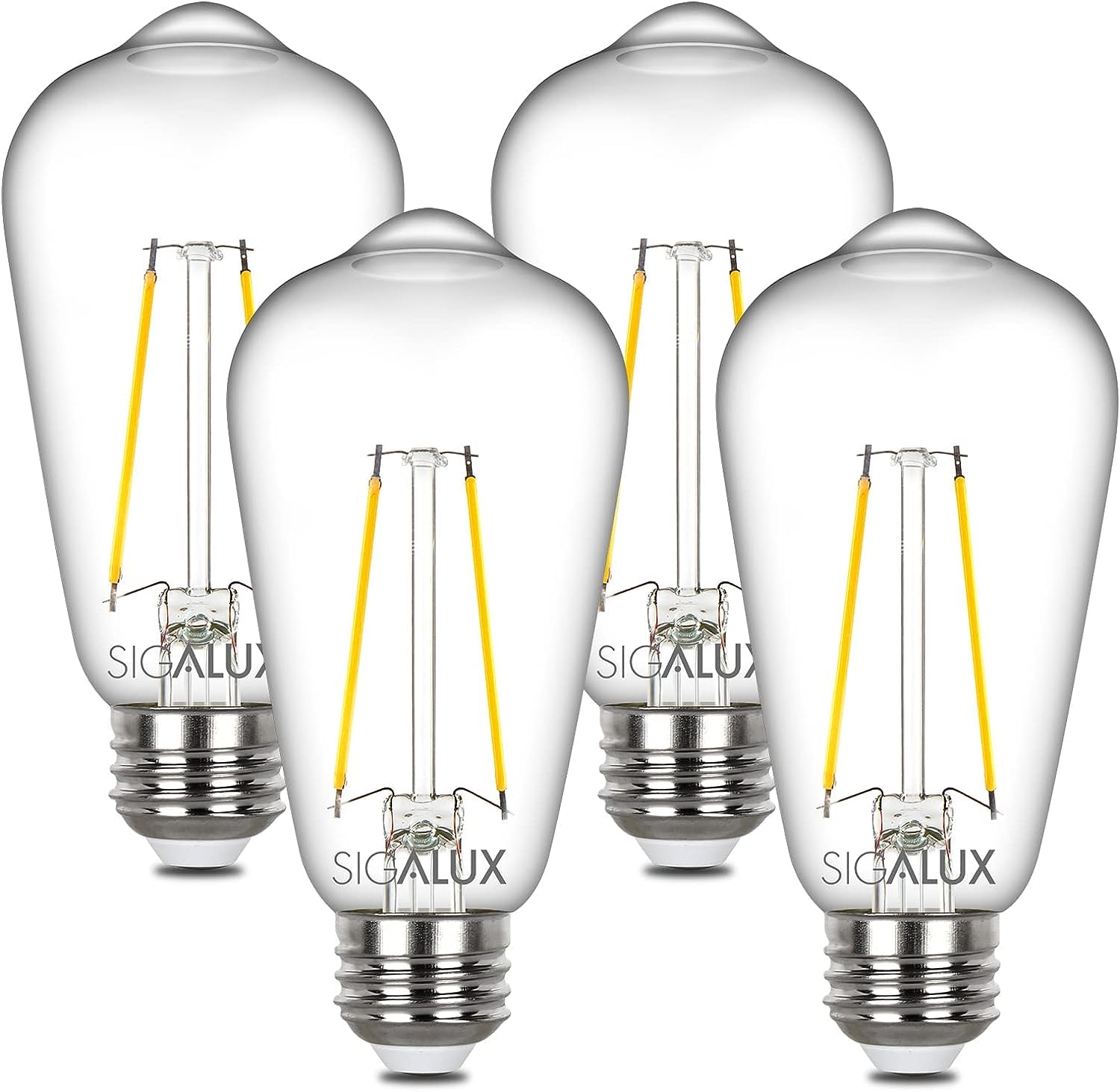 Sigalux Edison Bulbs, E26 LED Bulb ST58 Filament Clear Non-Dimmable Vintage Light Bulbs 60W Equivalent Soft White 2700K 15, 000h