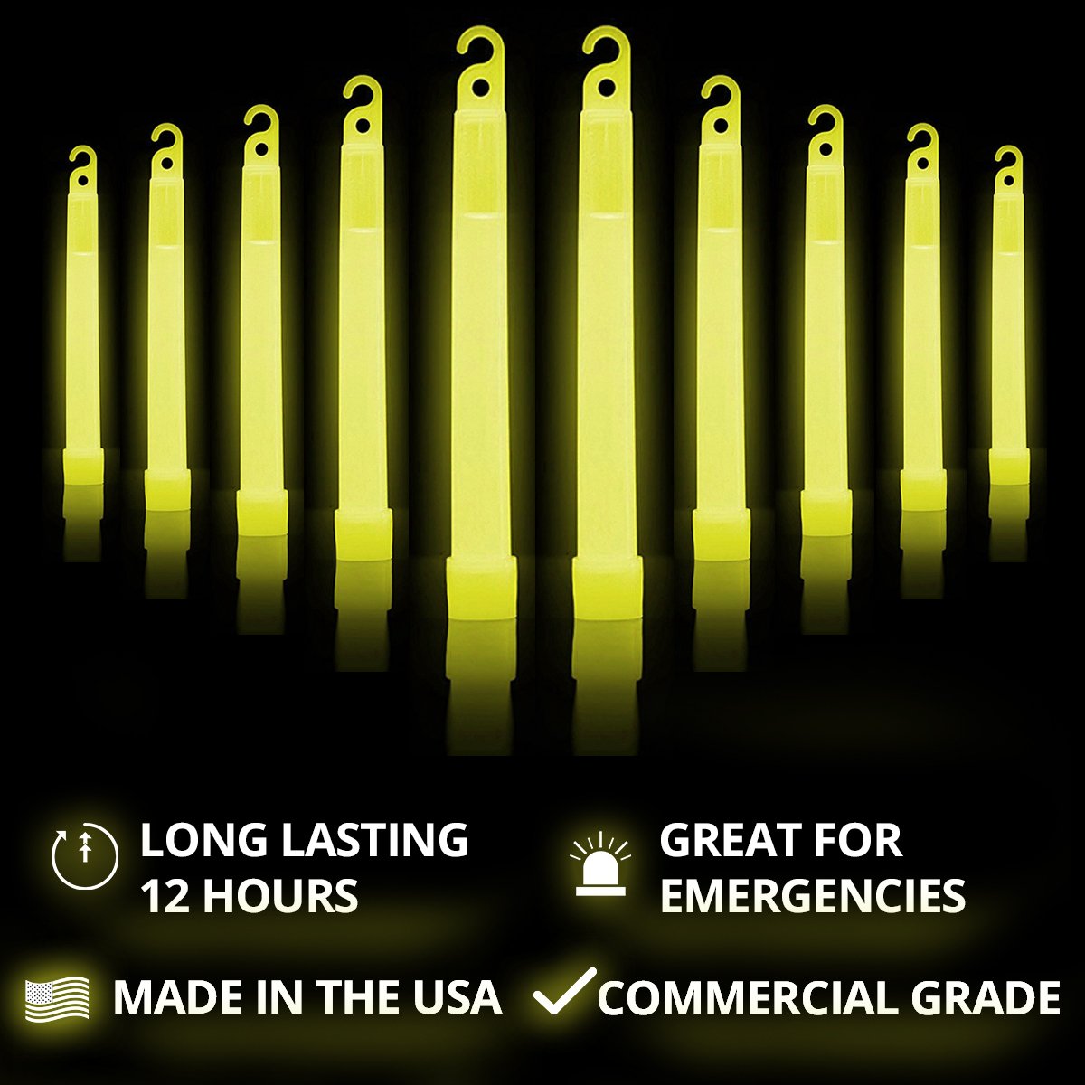 Cyalume Yellow Emergency Glow Sticks - Premium 6    Snaplight Survival Glow Sticks With 8 Hour Duration For Use As Emergency Fla