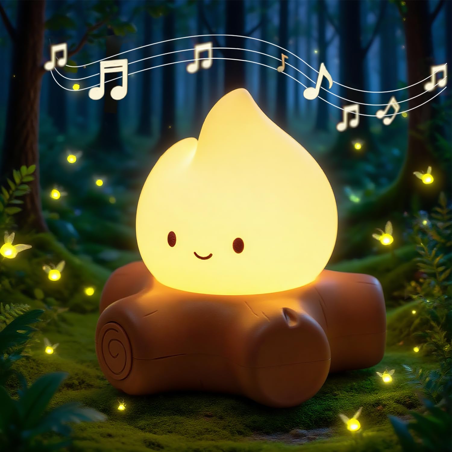 WANIDEA Compatible Campfire Lamp  Ambient Lighting  White Noise Soothes The Mood  Portable Rechargeable Night Light  Candlelight Mode Mood Lighting  Bedroom  Desktop  Camping Decor  Cute Gifts