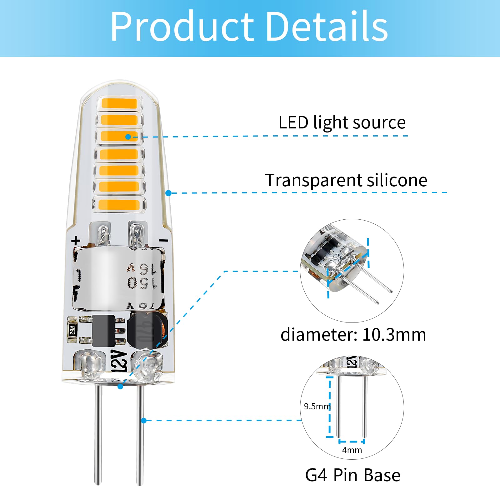 Valucky G4 Led Bulb  Ac120V G4 Bi-Pin Light Bulbs  Warm White 3000K  110Lm 1.2W Equivalent To 10W-20W Halogen Lamps  Flicker Free  Non-Dimmable  For Home Lighting  Kitchen Hood  10 Pack