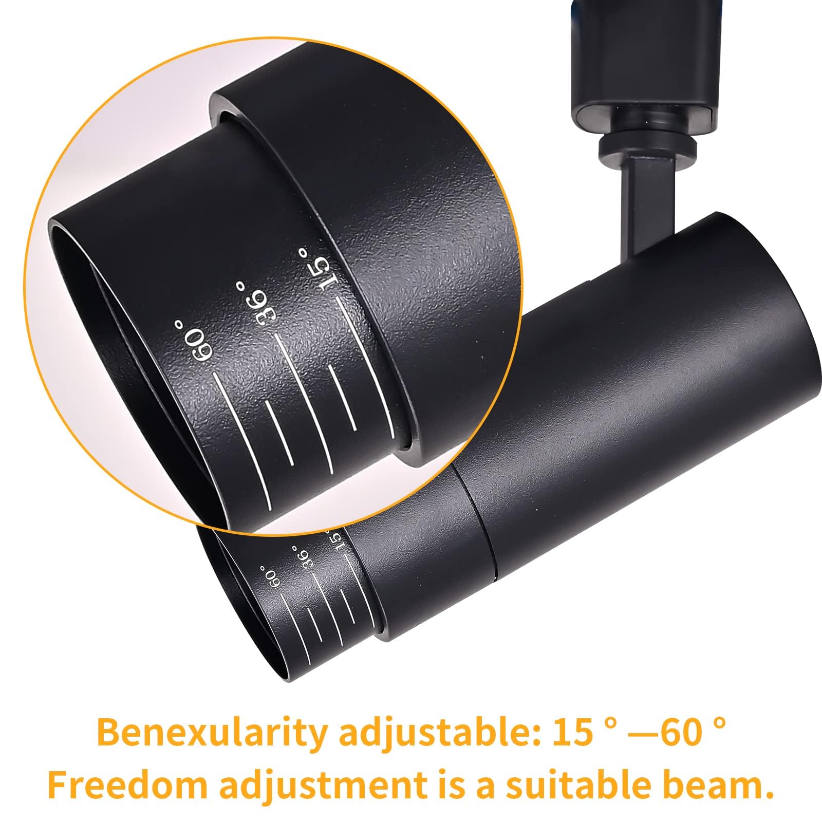 Ajbvp 5-Color Dimmable LED Track Lighting Heads, 12W, Zoomable Beam, 6 Pack - Black, Model AJ-001, Suitable for Art Lighting