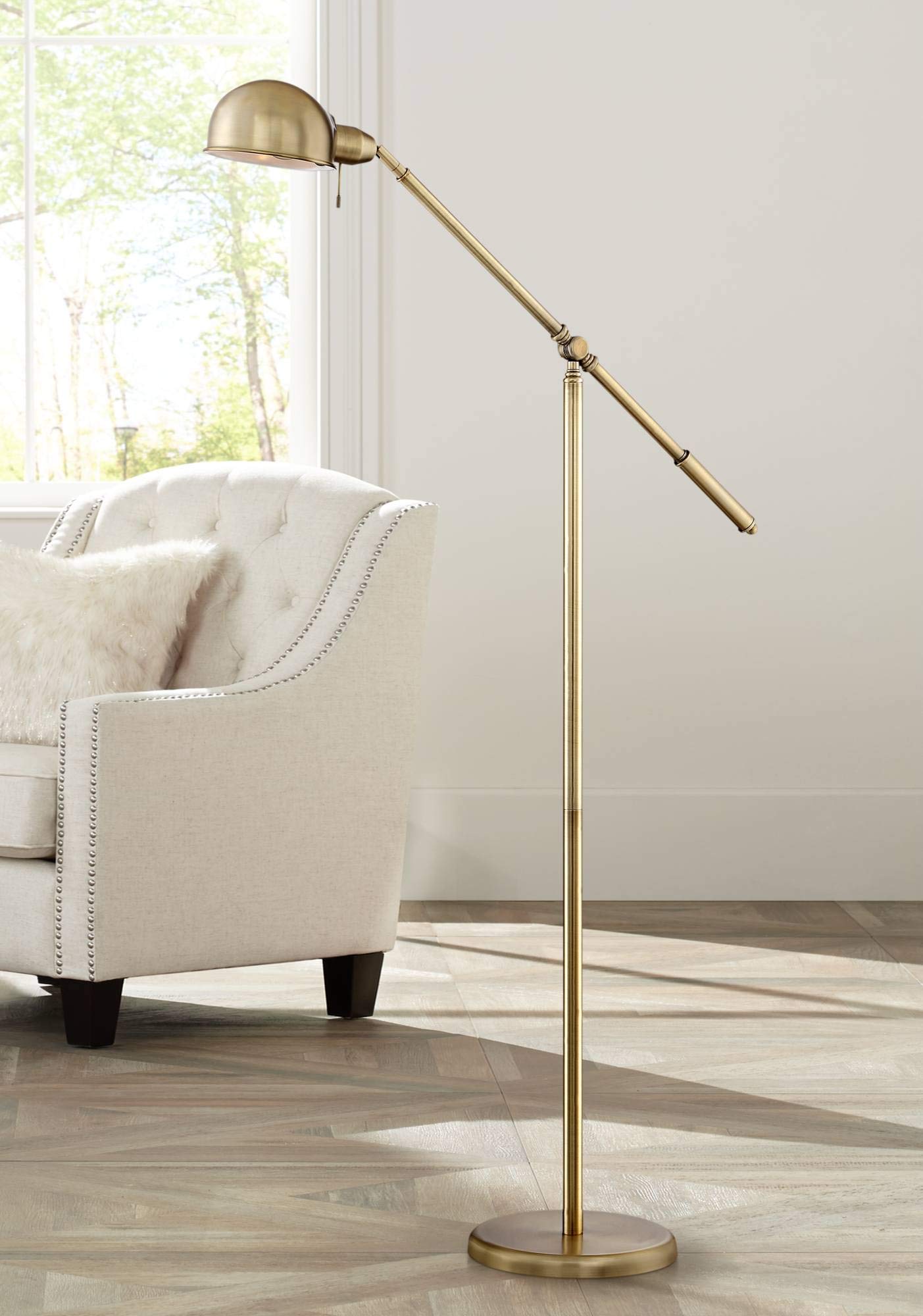 360 Lighting Dawson Traditional Task Pharmacy Light Floor Lamp Standing 55'' Tall Antique Brass Metal Adjustable Balance Boom Ar