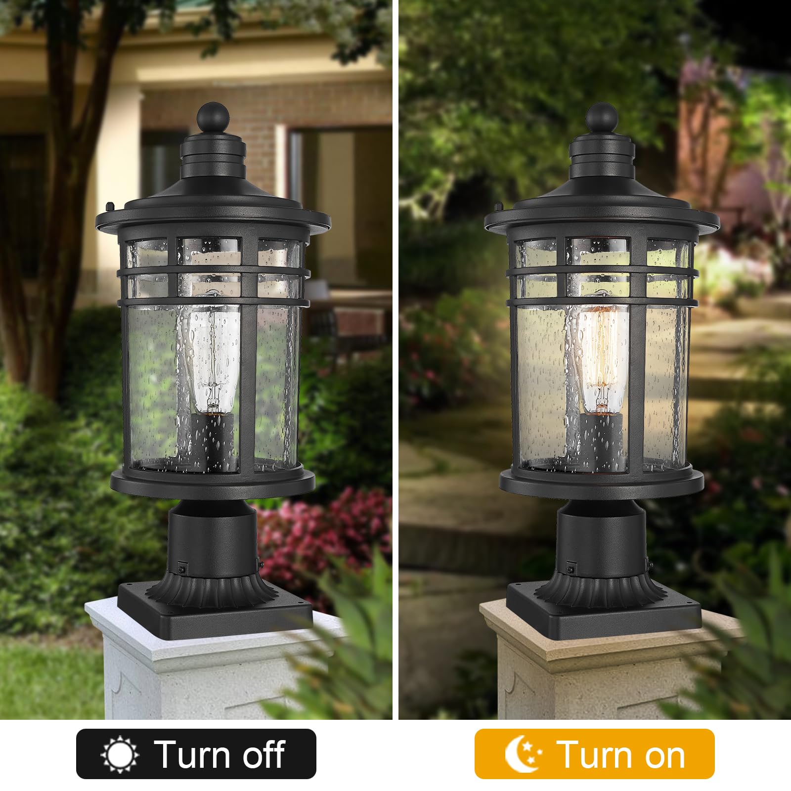 Darkaway Large Outdoor Post Lights, 17" Waterproof Aluminum Lamp, Black - Perfect for Patio & Yard Use