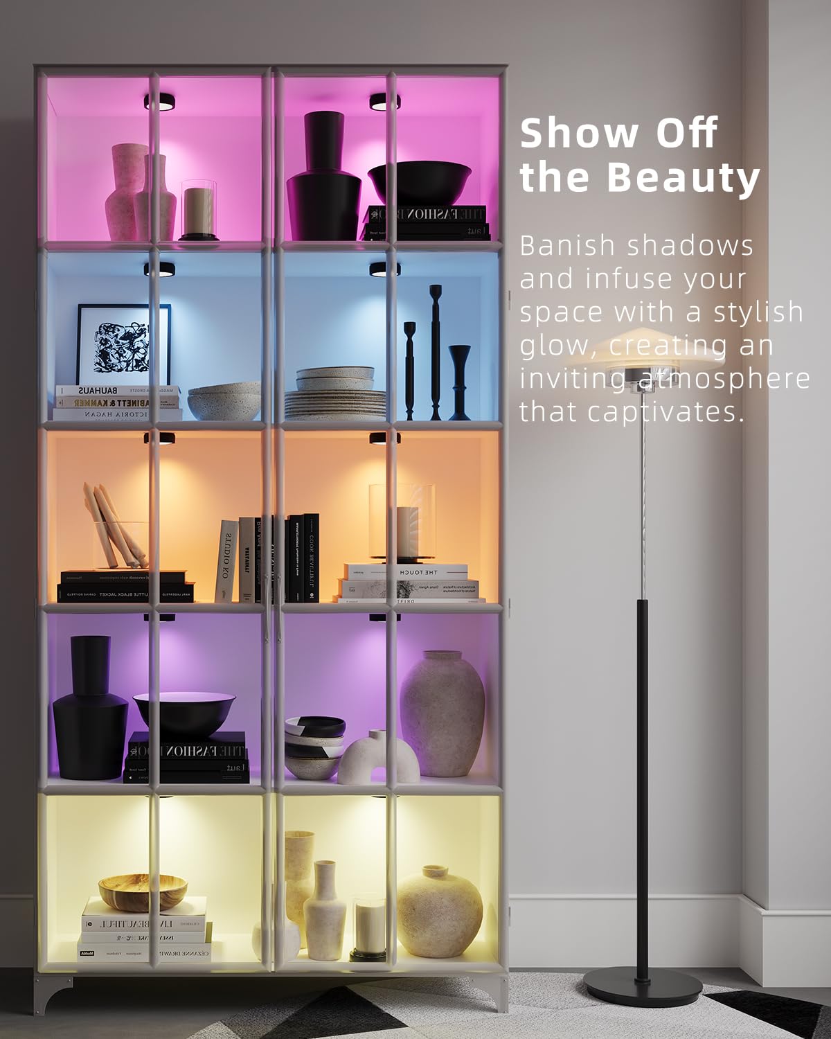 Vloee Rechargeable RGB Puck Lights - 4 Pack, Wireless LED, Remote Control, Magnetic, 2400mAh Battery, Ideal for Closet & Kitchen