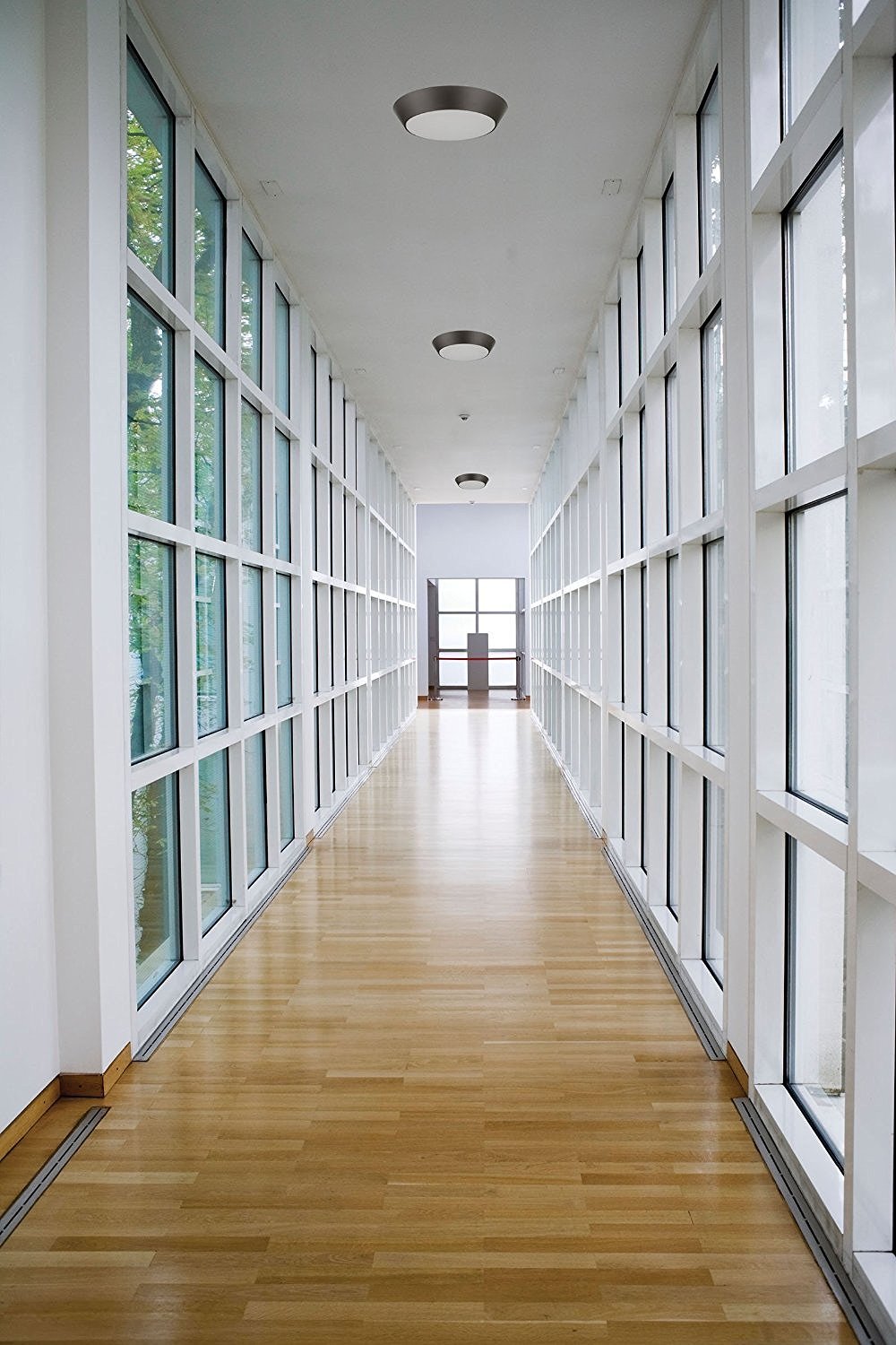 Lithonia Lighting 13in Round LED Flush Mount Ceiling Light, Nickel, Dimmable, Aluminum, Model FMML 13 830 DNA