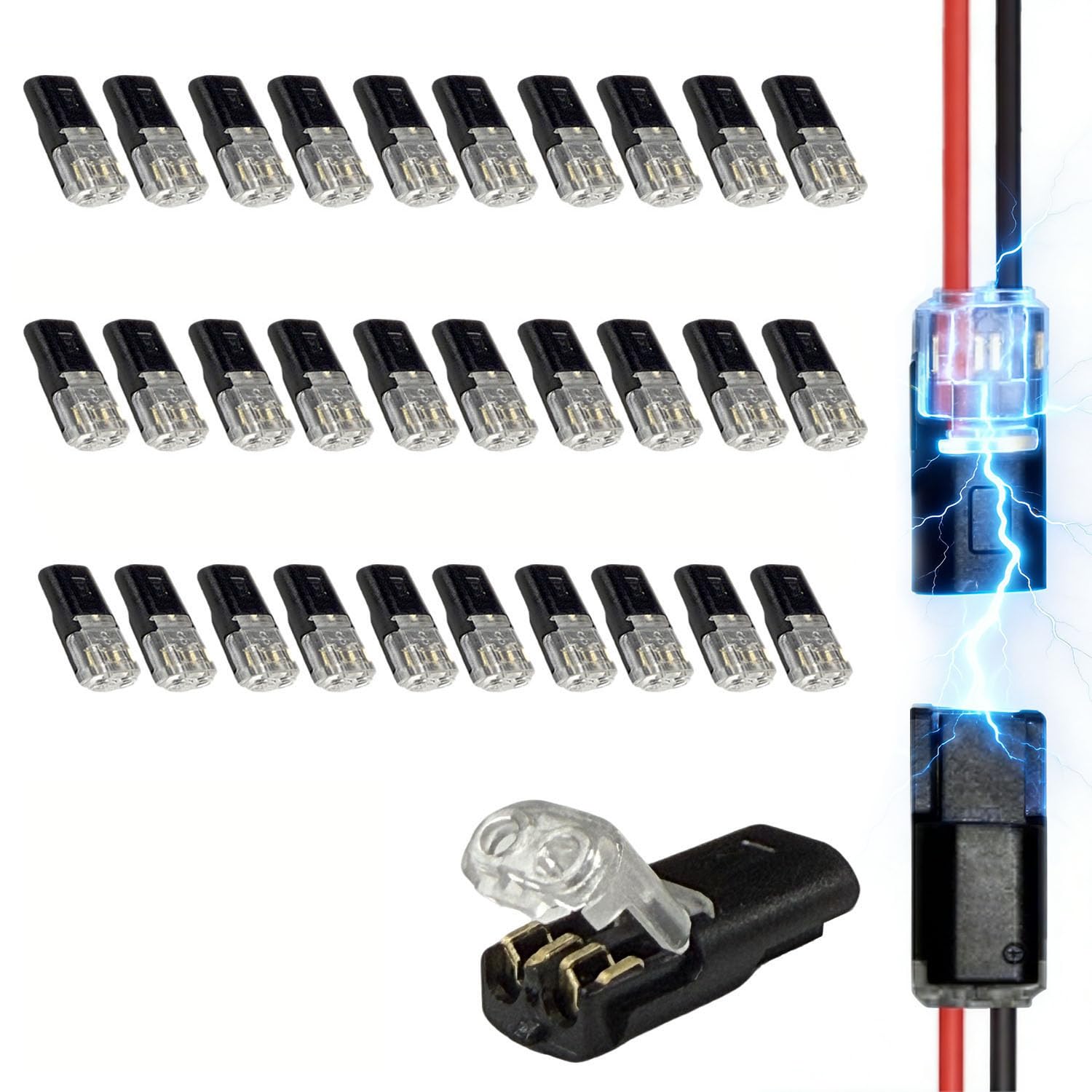 Double Wire Plug in Connector with Locking Buckle  Wire Quick Connectors  Quick Connect Wire Connectors for Band Lights DIY Crafting  Low-Voltage Decor & Model Kits (30PCS)