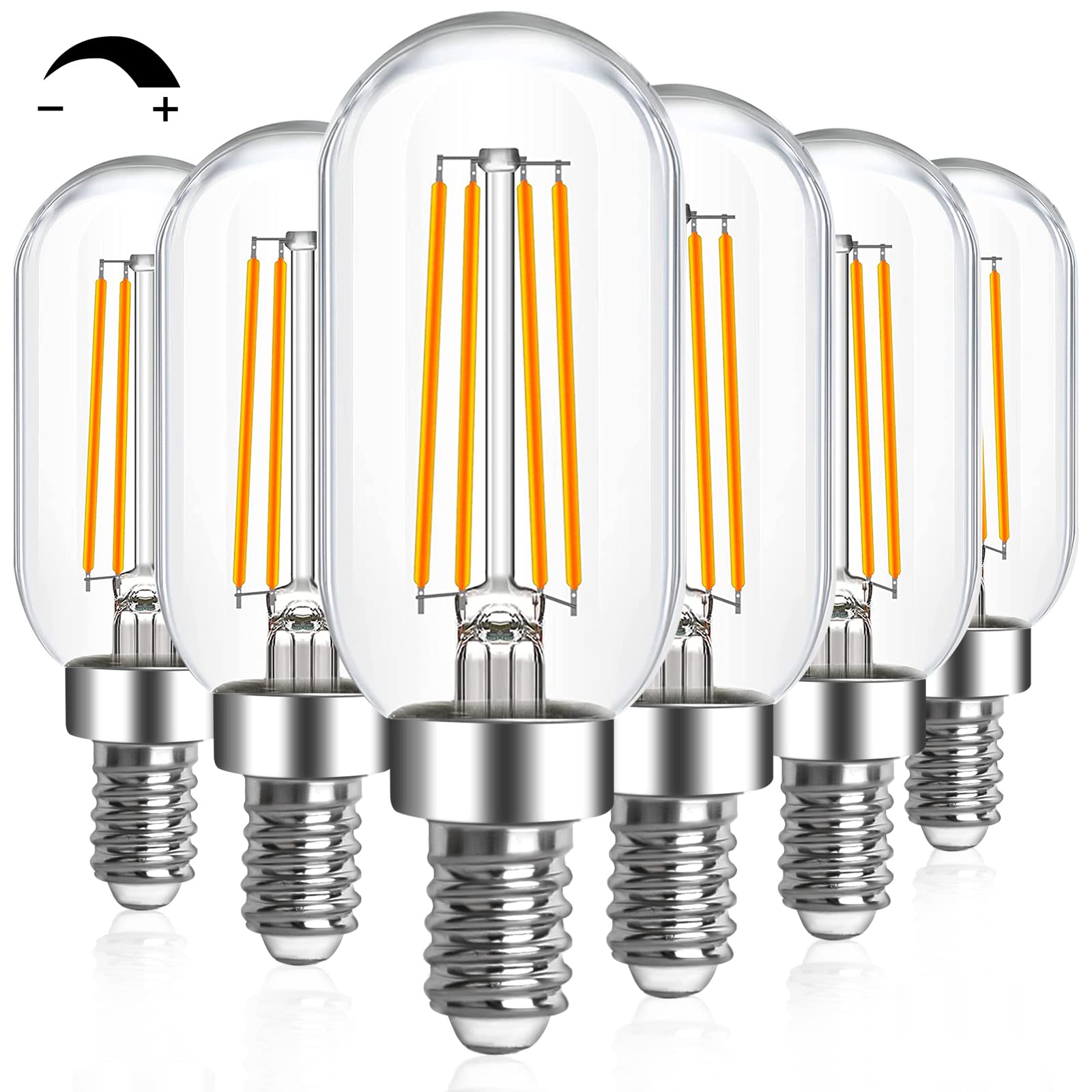 E12 Led Light Bulb 6W Dimmable 60W Equivalent 6-Pack, T6 T25 E12 Candelabra Bulb 600Lm Led Filament Bulbs 2700K Warm White With 