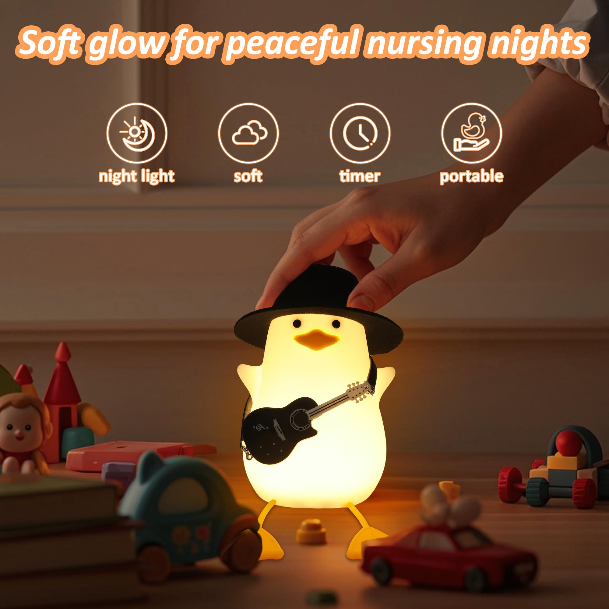 Anywin Duck Night Light, Squishy Duck Lamp, Silicone Bedside Light Up Funny Duck With Dimmer & Rechargeable. Birthday Gifts For
