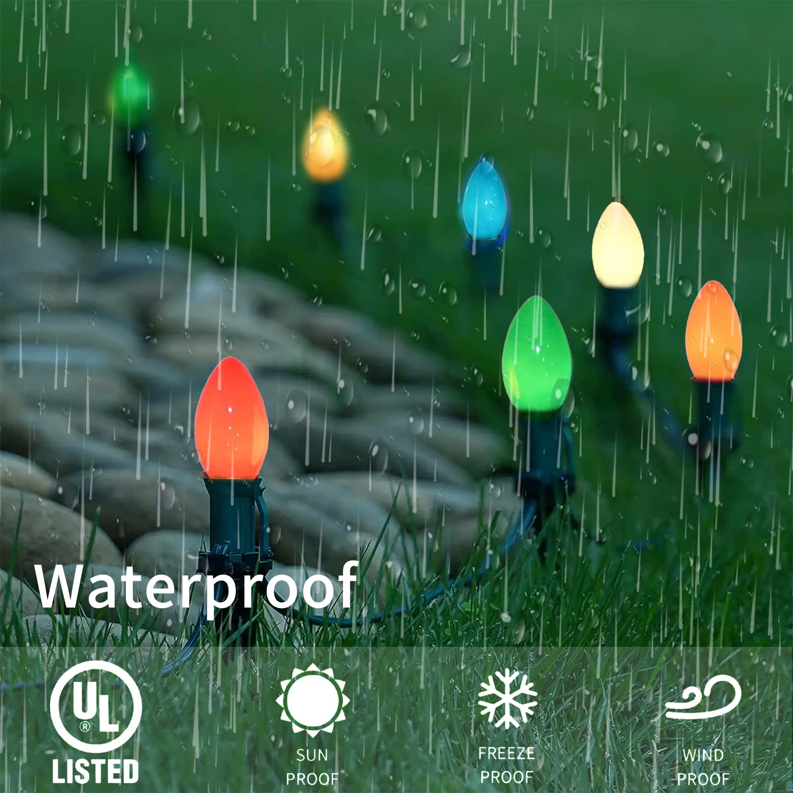 Chyparty 25 Pack C7 Christmas Light Bulbs, Multicolor Led Replacement Bulbs For Outdoor String Lights, Patio, Xmas Tree, Holiday