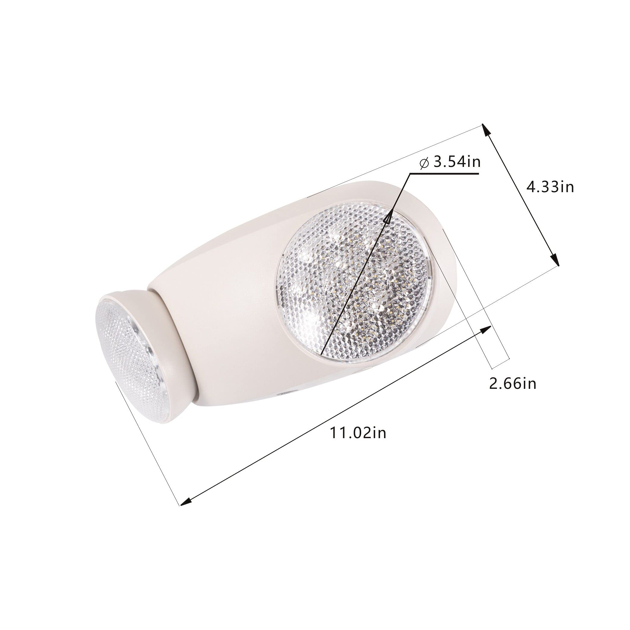 Gruenlich Led Emergency Light, Exit Lighting Fixtures With 2 Led Bug Eye Heads And Back Up Batteries, Ul 924 Qualified, 120/277 Voltage, 4-Pack