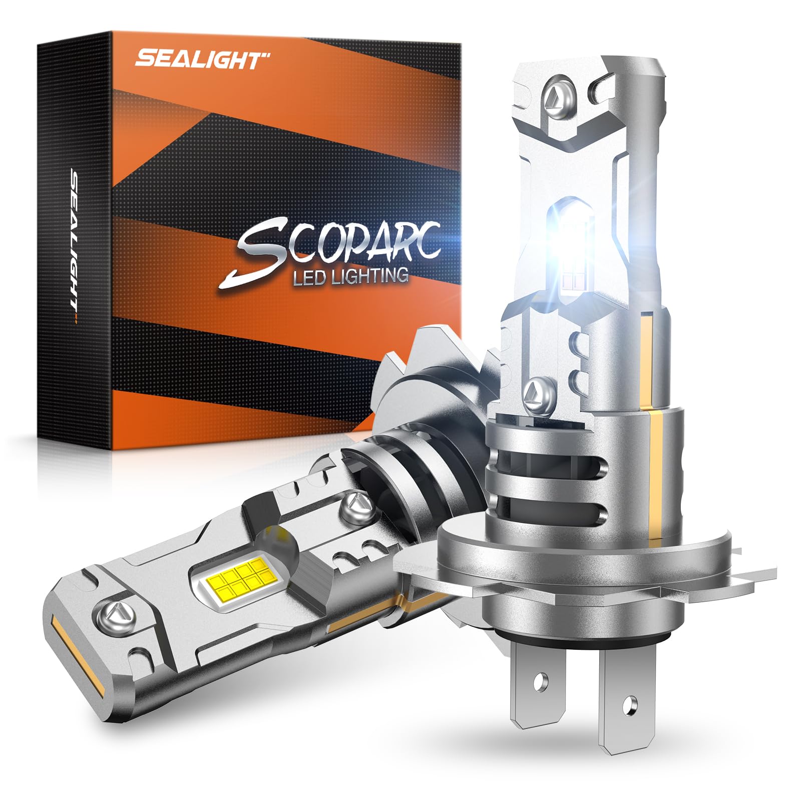 SEALIGHT H7 Fog Light Bulbs, 800% Brightness, 44,000LM, 6500K Cool White, Aluminum, Pack of 2
