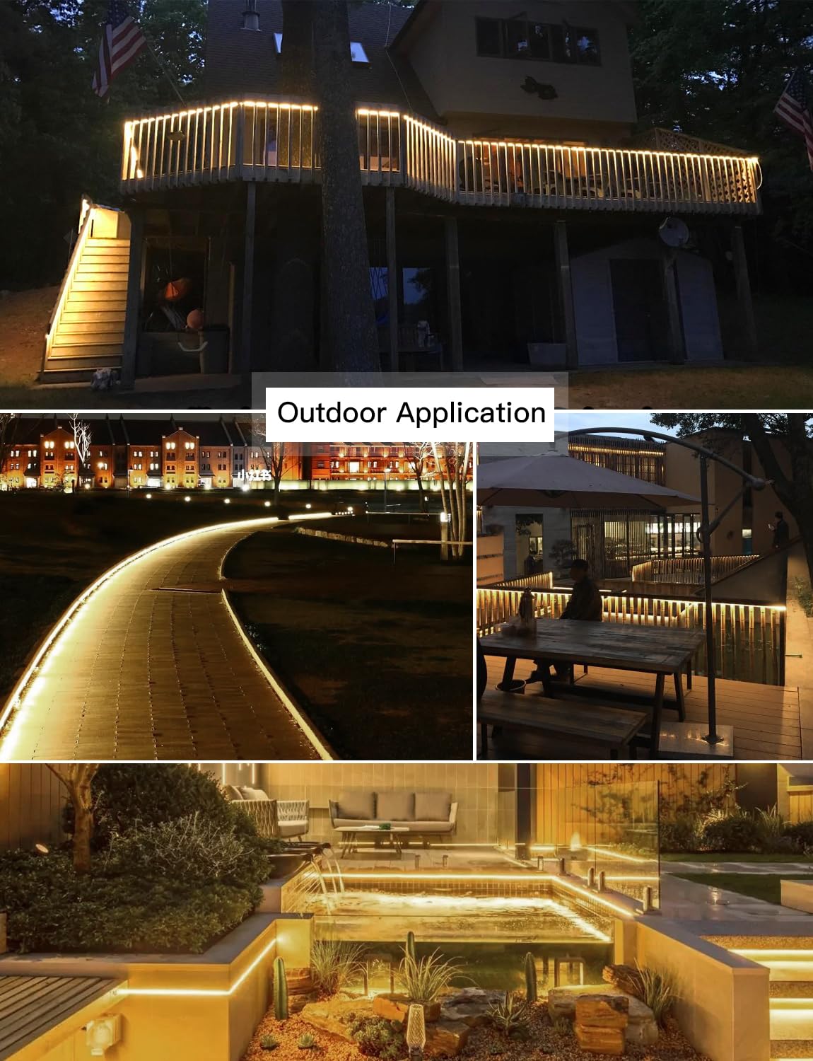 Aimengte 16.4Ft Led Strip Lights, Waterproof Warm White Under Cabinet Lighting For Home Decor