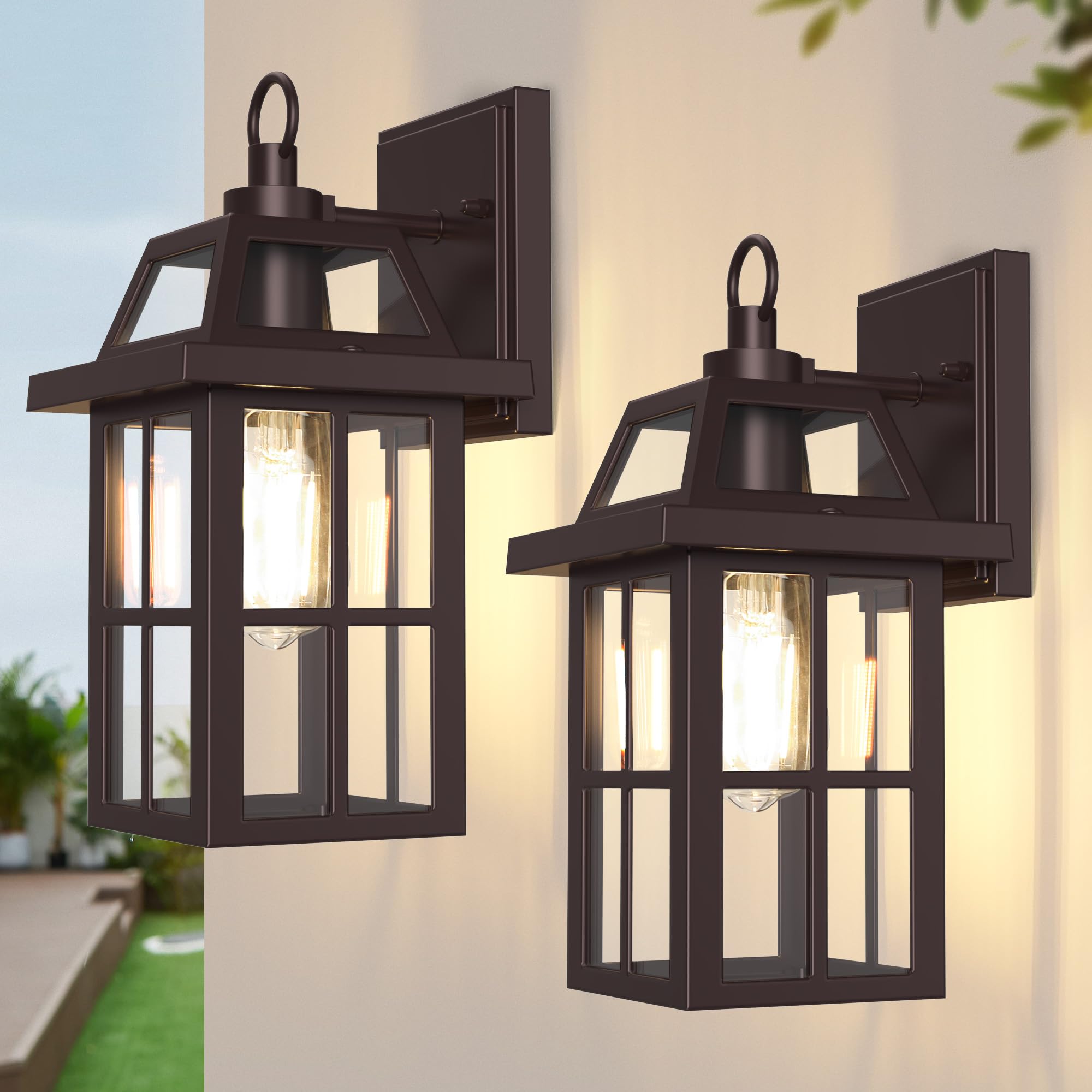 WIHTU Outdoor Wall Lantern, Porch Lights with Glass Shade, Waterproof Wall Sconce Light, ORB Fixtures Exterior Wall Lighting, Al