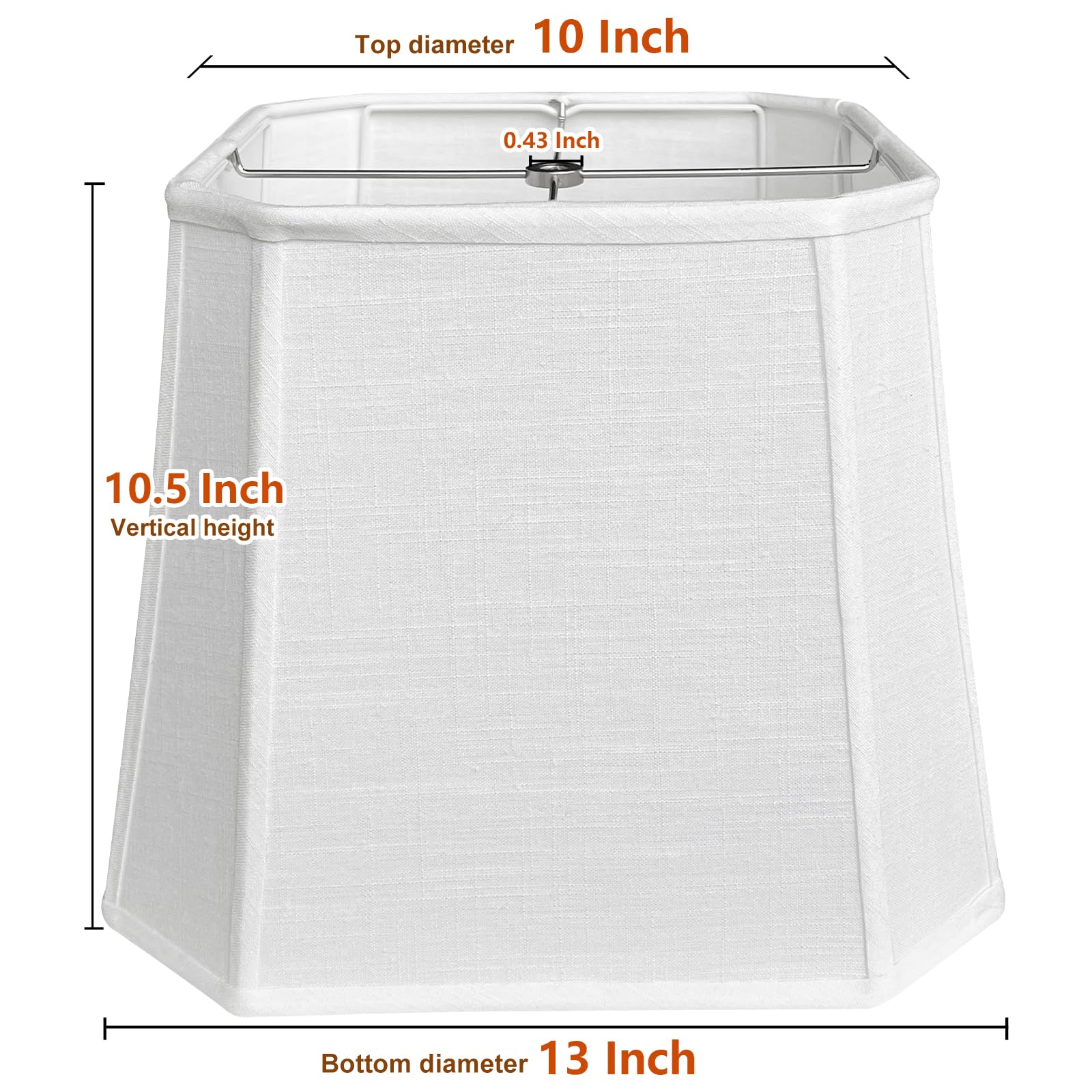 TOOTOO STAR Square Cut Corner White LampShade, 10in x 13in, Handmade Linen, Model SX-0220WH, Suitable for Table and Floor Lamps