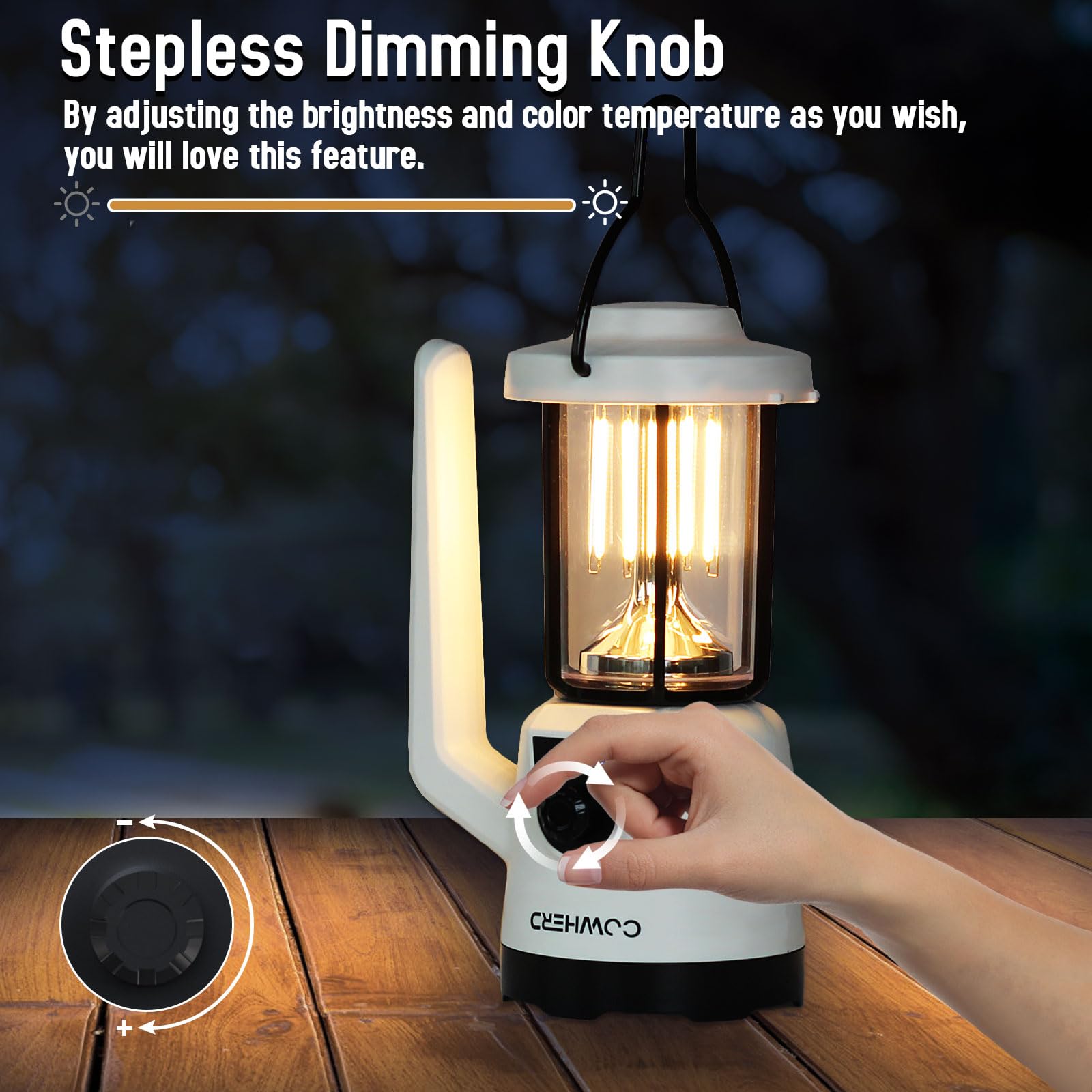 Cowherd Camping Lantern With Rechargeable Flashlights - Led Camping Lights With Flashlight And Lantern Mode - Ideal For Power Outages, Spotlight, Searchlight, Outdoor, Hiking, Emergency