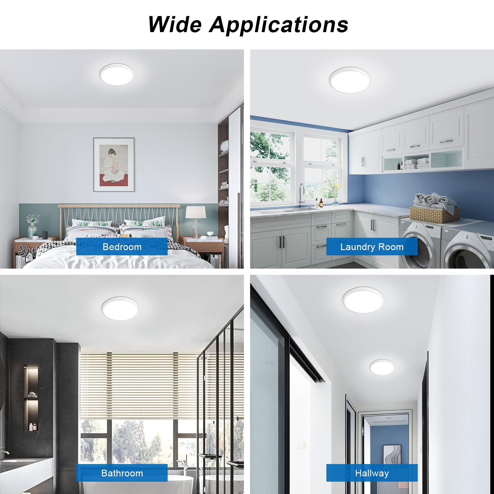 Tealight 12 Inch Round Led Ceiling Light, 6500K Cool White Super Bright Ceiling Light Fixture, Ip54 Waterproof Ceiling Lamp For