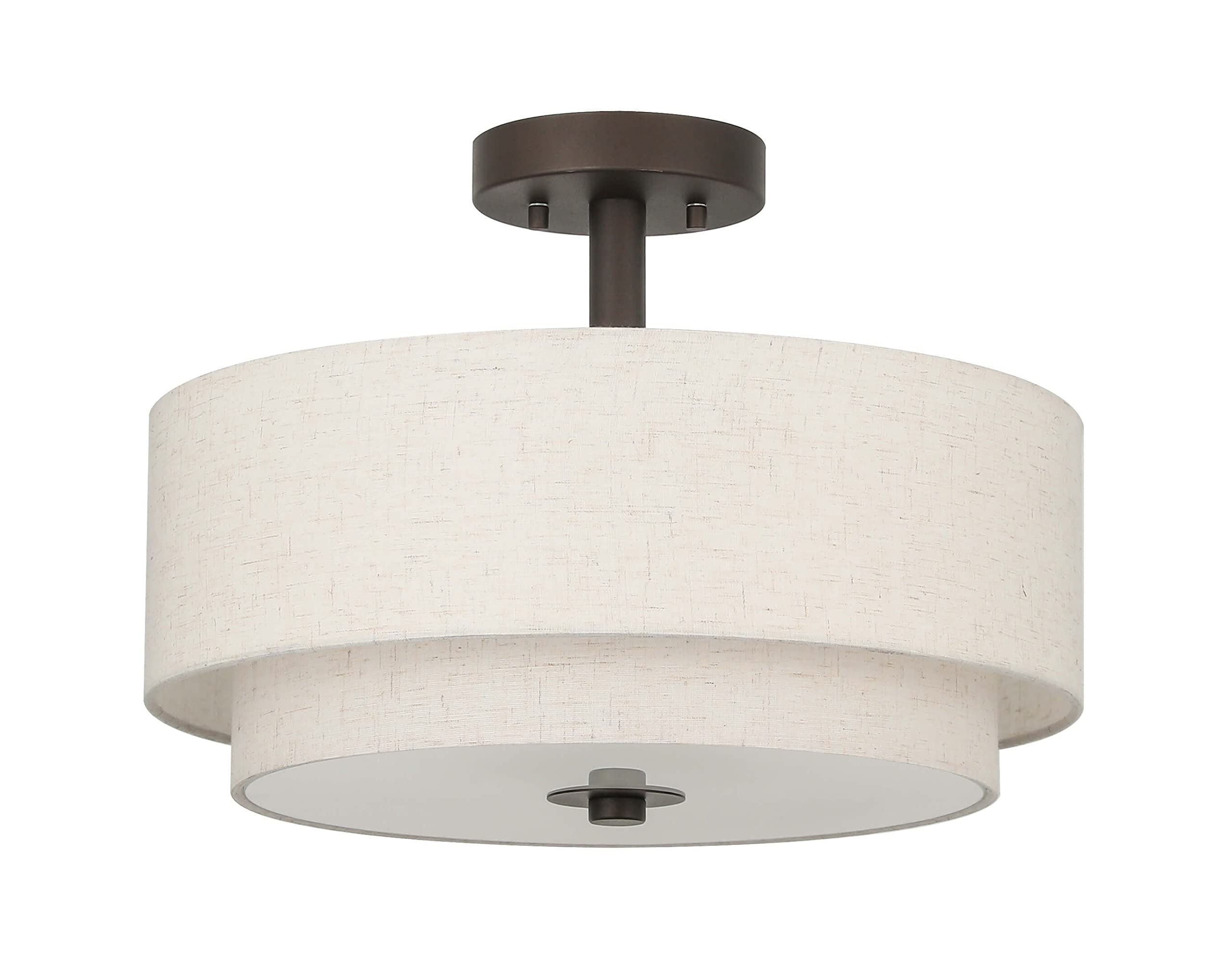 Xinbei Lighting Drum Semi Flush Light, 3 Light Semi Flush Mount Ceiling Light Fixture With Fabric Shade Modern Close To Ceiling