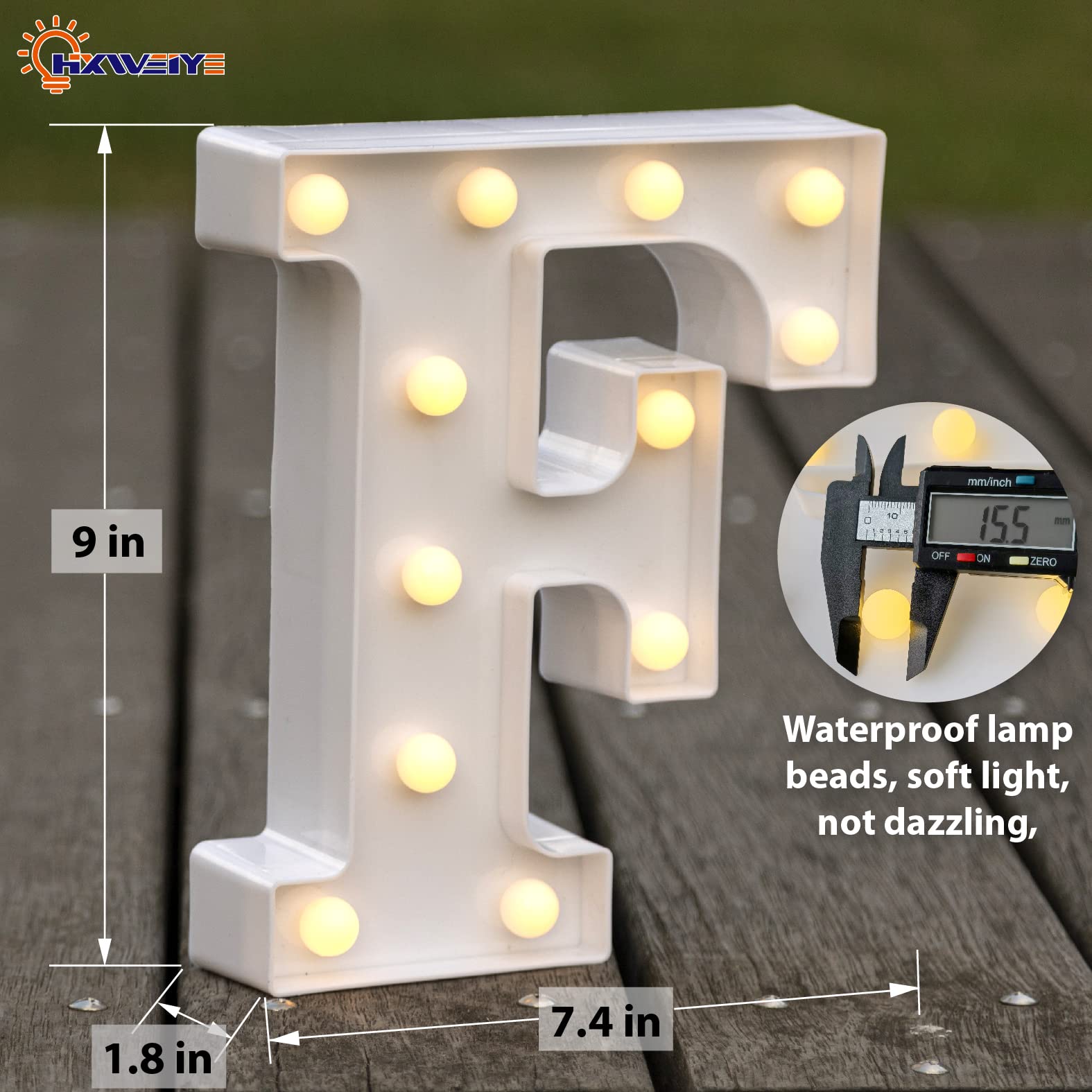 HXWEIYE LED Marquee Letter F Sign, Warm White Light Up Alphabet & Numbers 0-9, Plastic Decor for Bar, Party, Birthday, Wedding