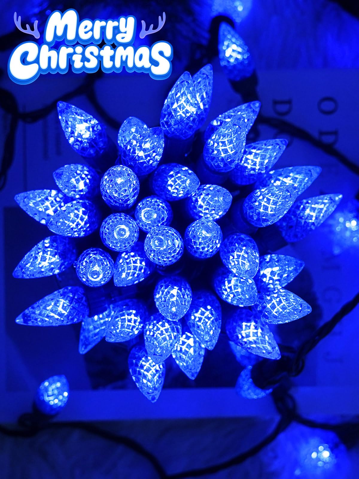 2 Pack C6 Christmas Lights Outdoor Indoor  Total 200 Led 66 Ft Connectable Christmas String Lights With Timer & 13 Modes  Waterproof Twinkle Light For Xmas Tree Yards Party Wedding Decorations (Blue)