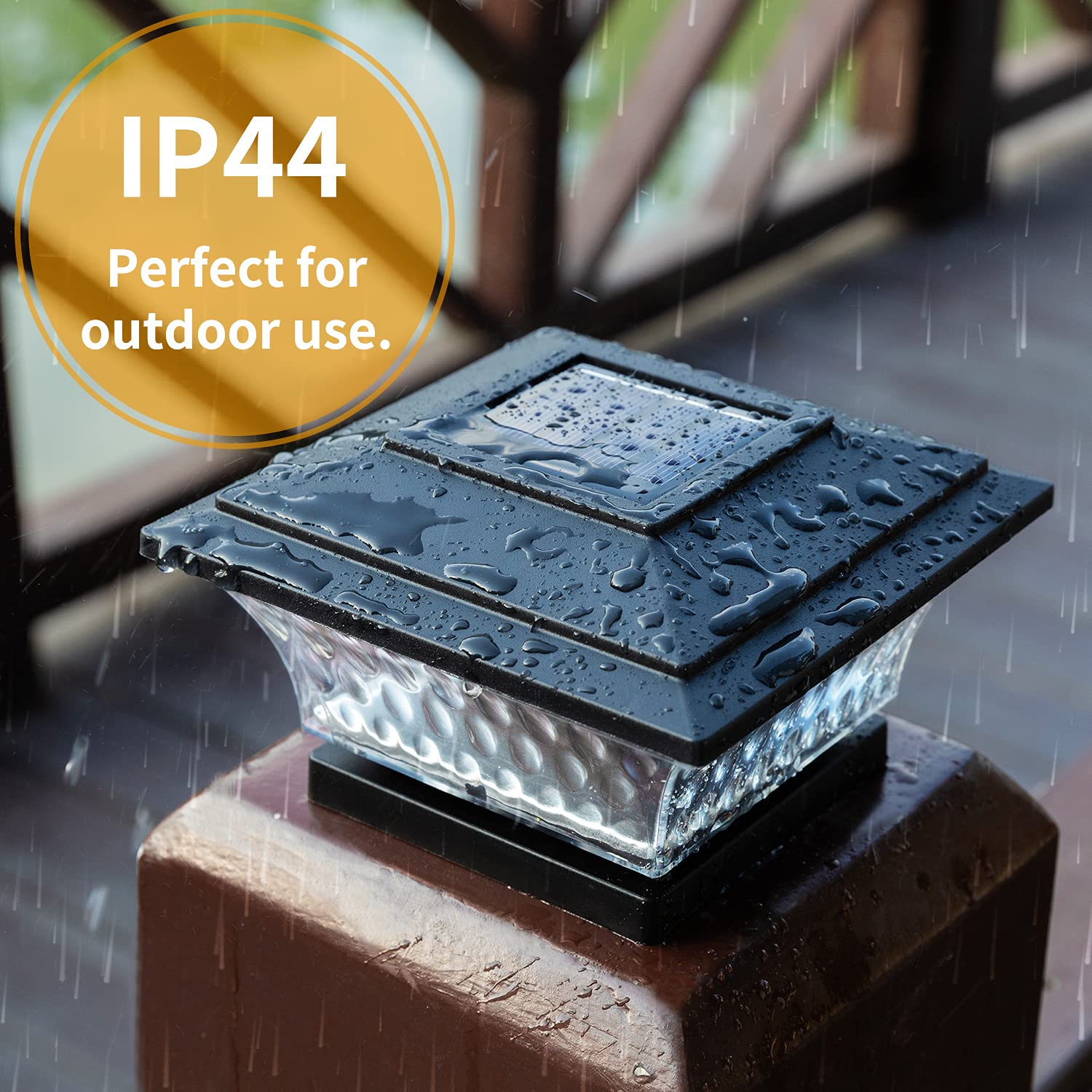 Huyieno Solar Post Cap Lights - 12Pk Led Outdoor Lighting, Warm White/Bright White, Black, Fits 4X4 Wooden Posts, Durable Plastic