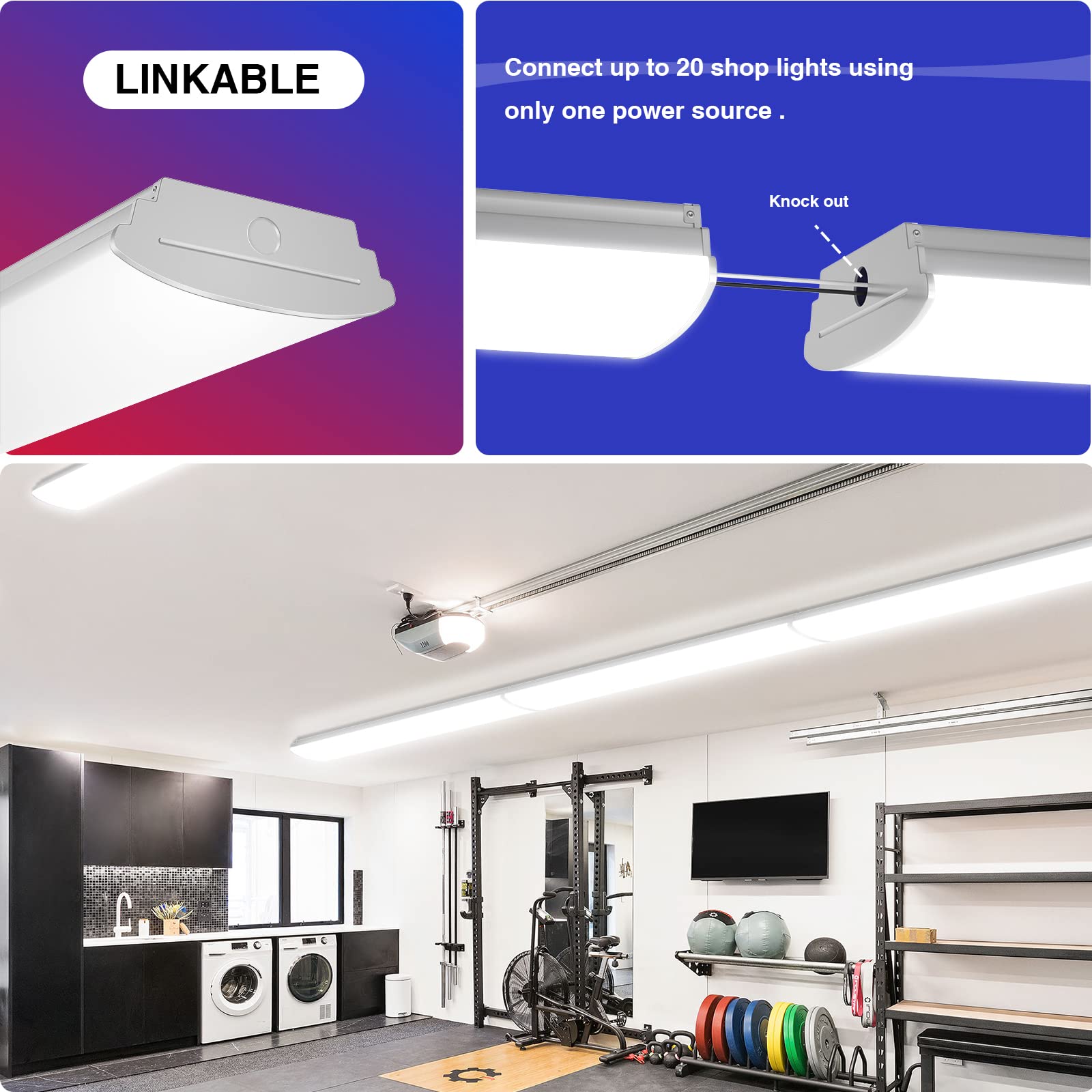 ANTLUX 4FT LED Wraparound Light Fixture 4800 Lumens 4000K Aluminum White 4 Pack Model 888620251626