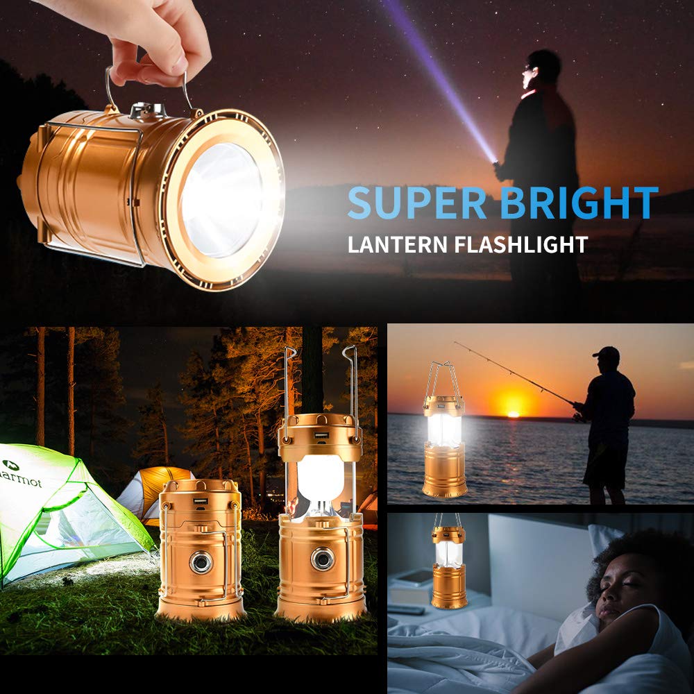 Censinda Led Camping Lantern - Solar Rechargeable, Portable Light For Camping, Hiking, Emergency