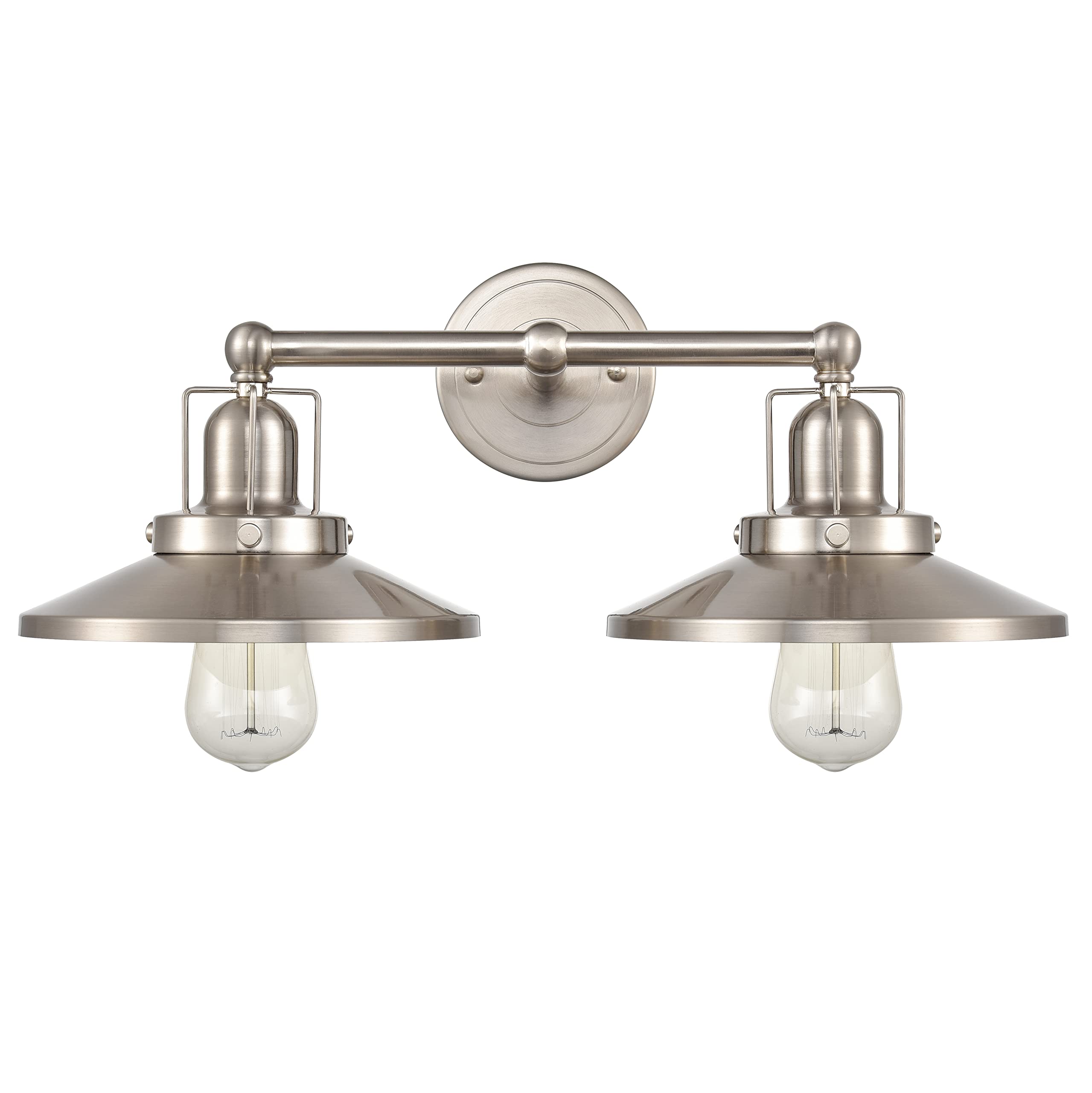 Elk Home 2-Light English Pub Vanity Light, Satin Nickel Metal Shade, Transitional Style
