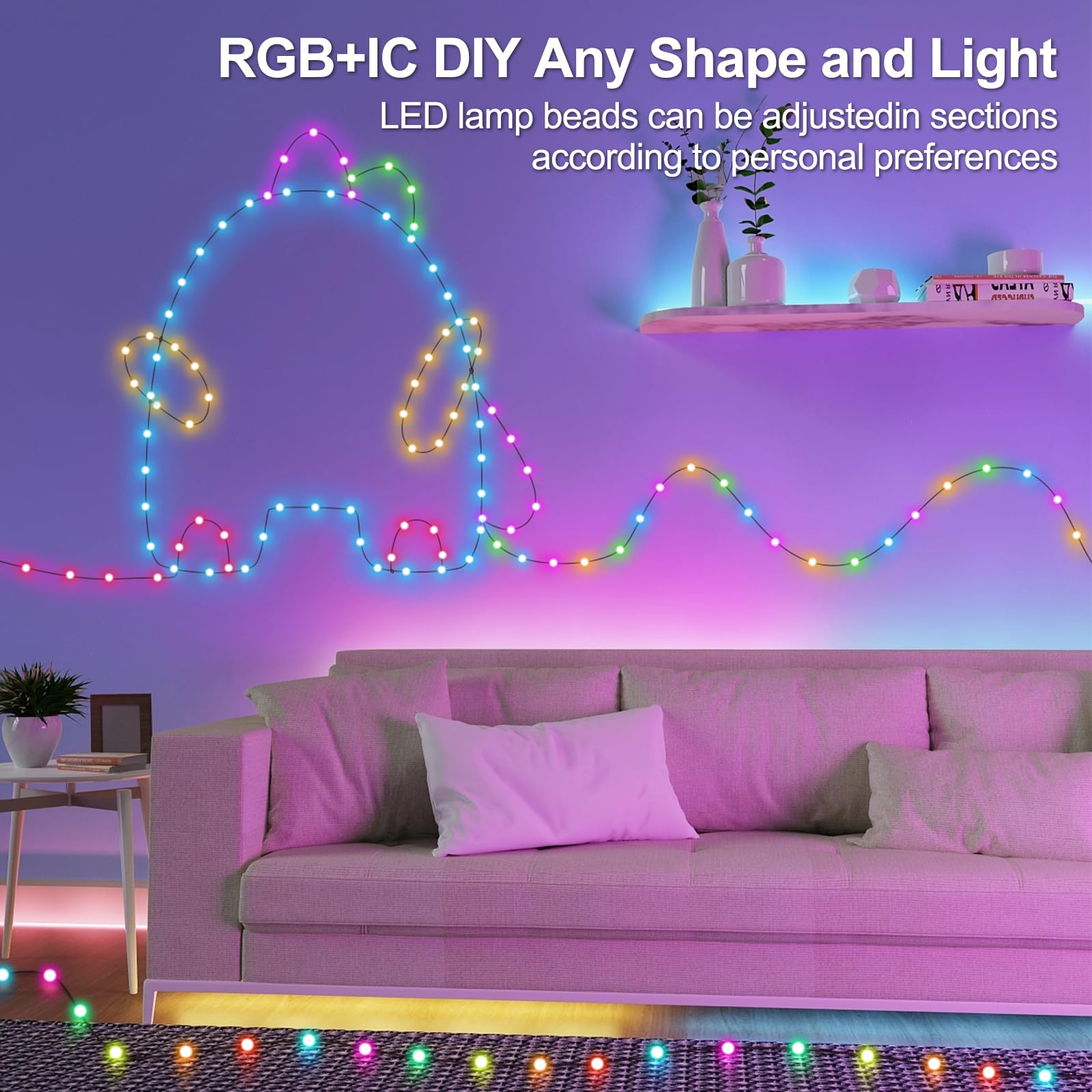 Reylax Usb Fairy Lights Plug In, 33Ft 66 Leds Twinkle String Lights, Dimmable Globe String Lights, Music Sync, Multicolor Christmas Lights Decor Indoor Outdoor, Timer, Work With App & Remote Control