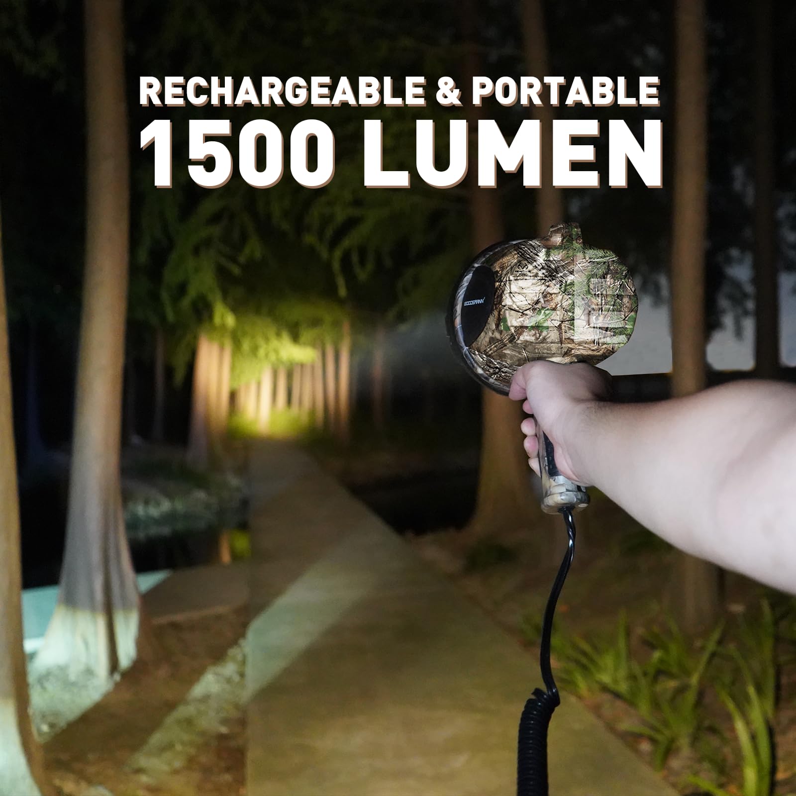 GOODSMANN Portable Handheld Spotlight 1500 Lumen Realtree Xtra Halogen 12V Boat Light - Brown & Black, Model 9924-H202-01