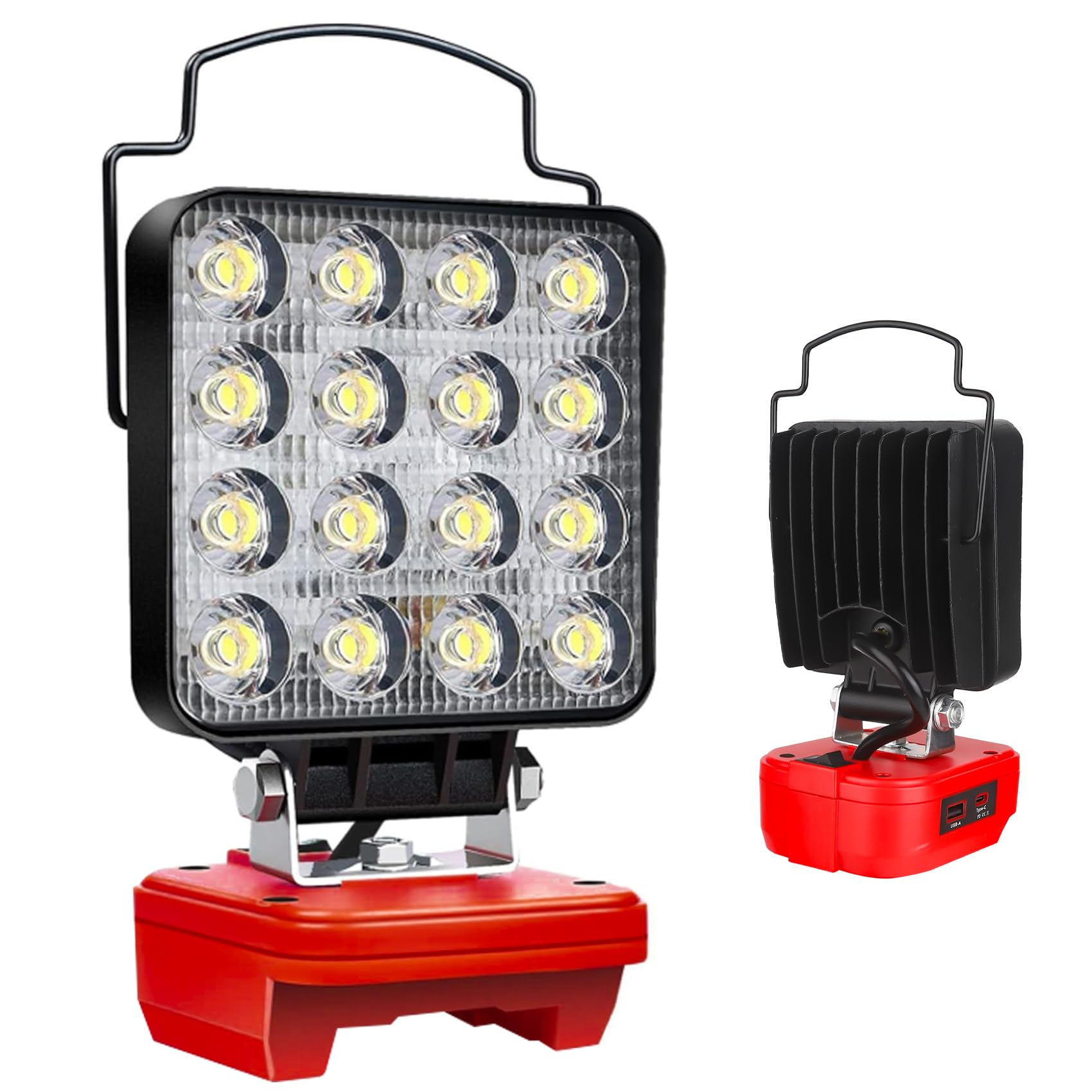 Fiihio Portable Led Work Light Compatible With Craftsman V20 Battery  48W 4200Lm Cordless Flood Light With Usb & Type-C Ports  Low Voltage Protection  For Job Site Lighting  Camping (No Battery)