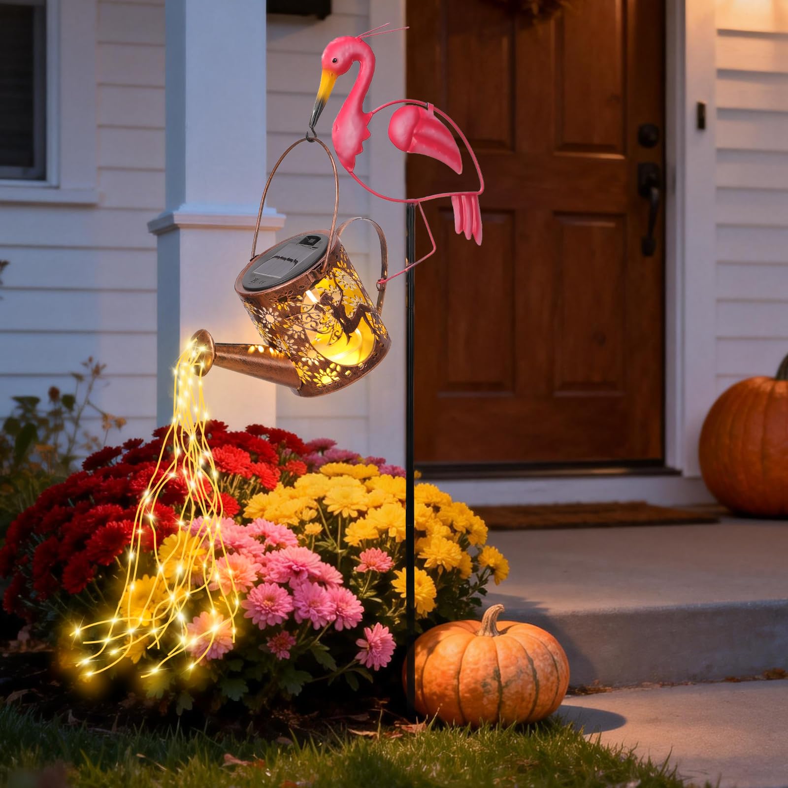 LOVERUIS Solar Watering Can Light with Fairy Pink Flamingo Gifts for Mon Solar Lantern Lights Decoration Outdoor Yard Art Patio Porch Lawn Valentine Decor Gift Women Wife