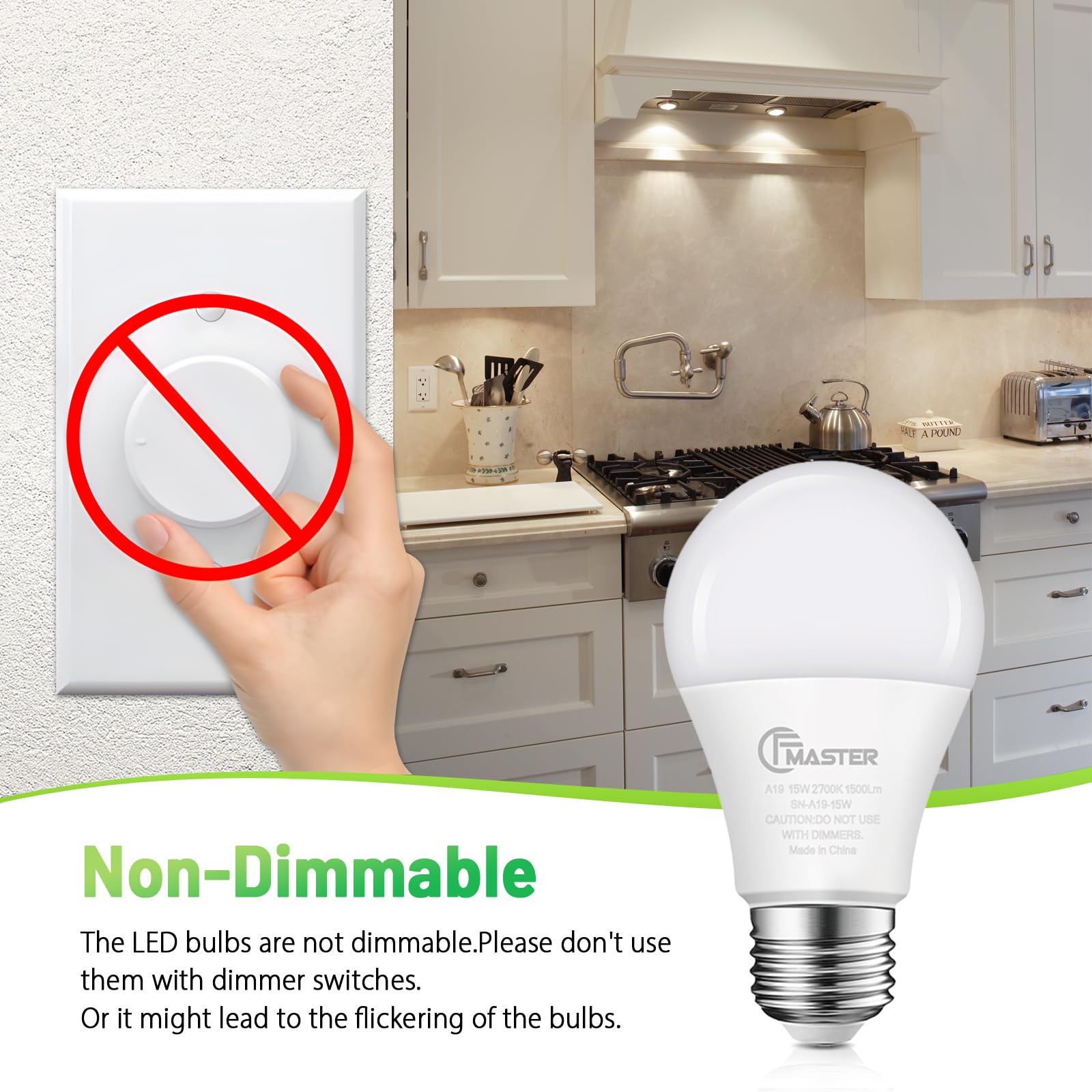 Jiangsiling A19 Led Light Bulb, 100W Equivalent Light Bulbs, 15W 2700K Warm White, 1500 Lumens, Non-Dimmable Led Bulb, E26 Stand