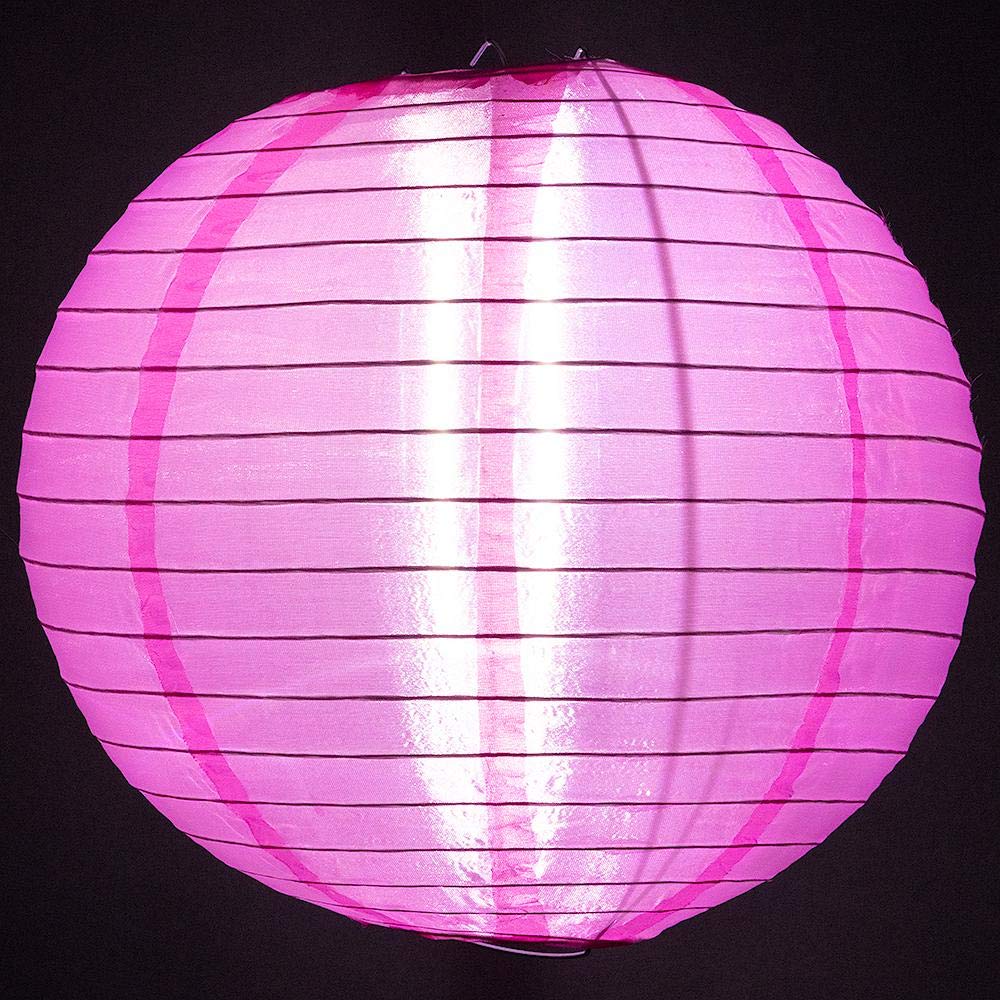 Quasimoon 4 Inch Round Nylon Lanterns, Fuchsia, Even Ribbing, 10-Pack, Model 4NYL-HP