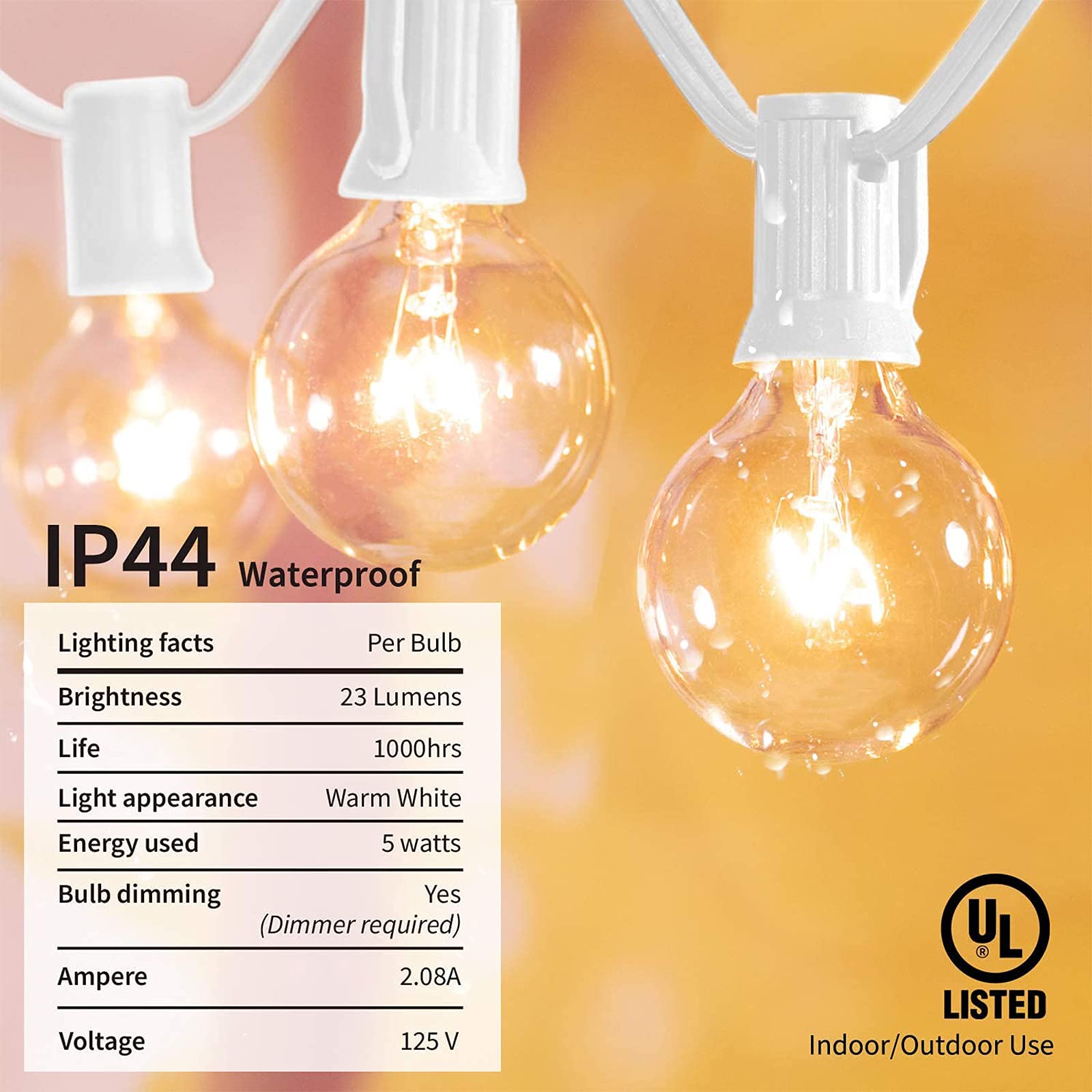 Afirst 100Ft Globe String Lights - 105 Waterproof Edison Bulbs For Outdoor Patio & Wedding