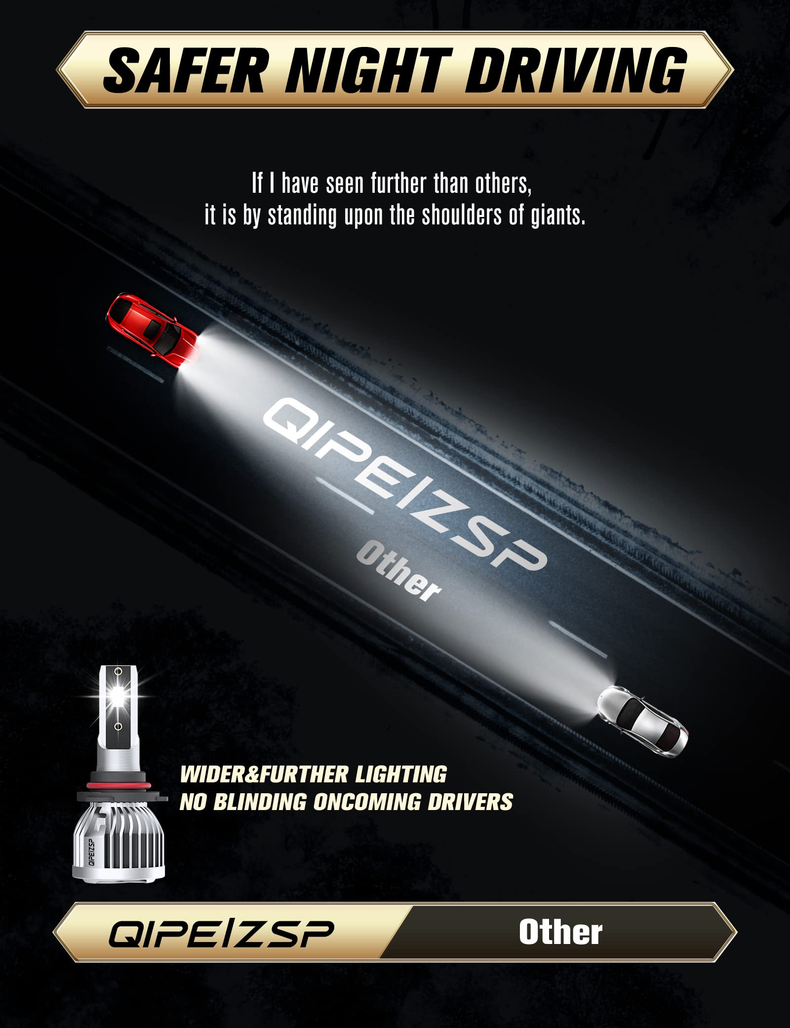 QIPEIZSP LED Headlight Bulbs Compatible with Dodge Ram 1500 2500 3500 With Projector 2013-2015, 9005 High Beam+9012 Low Beam+914