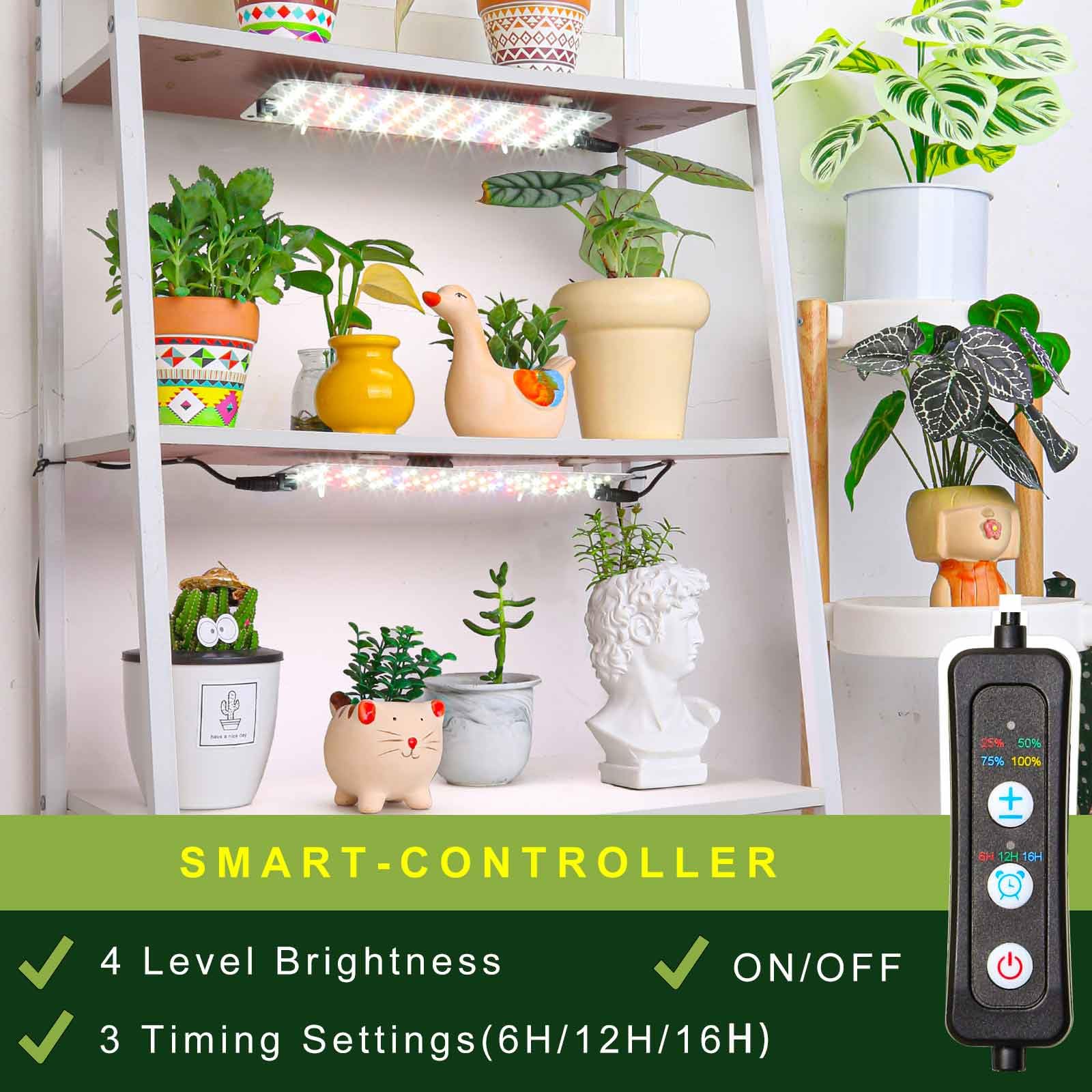 Aplant Plant Grow Light, Slim Space-Saving Grow Lights For Indoor Plants, 50W Dimmable Indoor Plant Lights With 6/12/16H Timer, Expandable Full Spectrum Grow Lamp Strip For Greenhouse, Germination